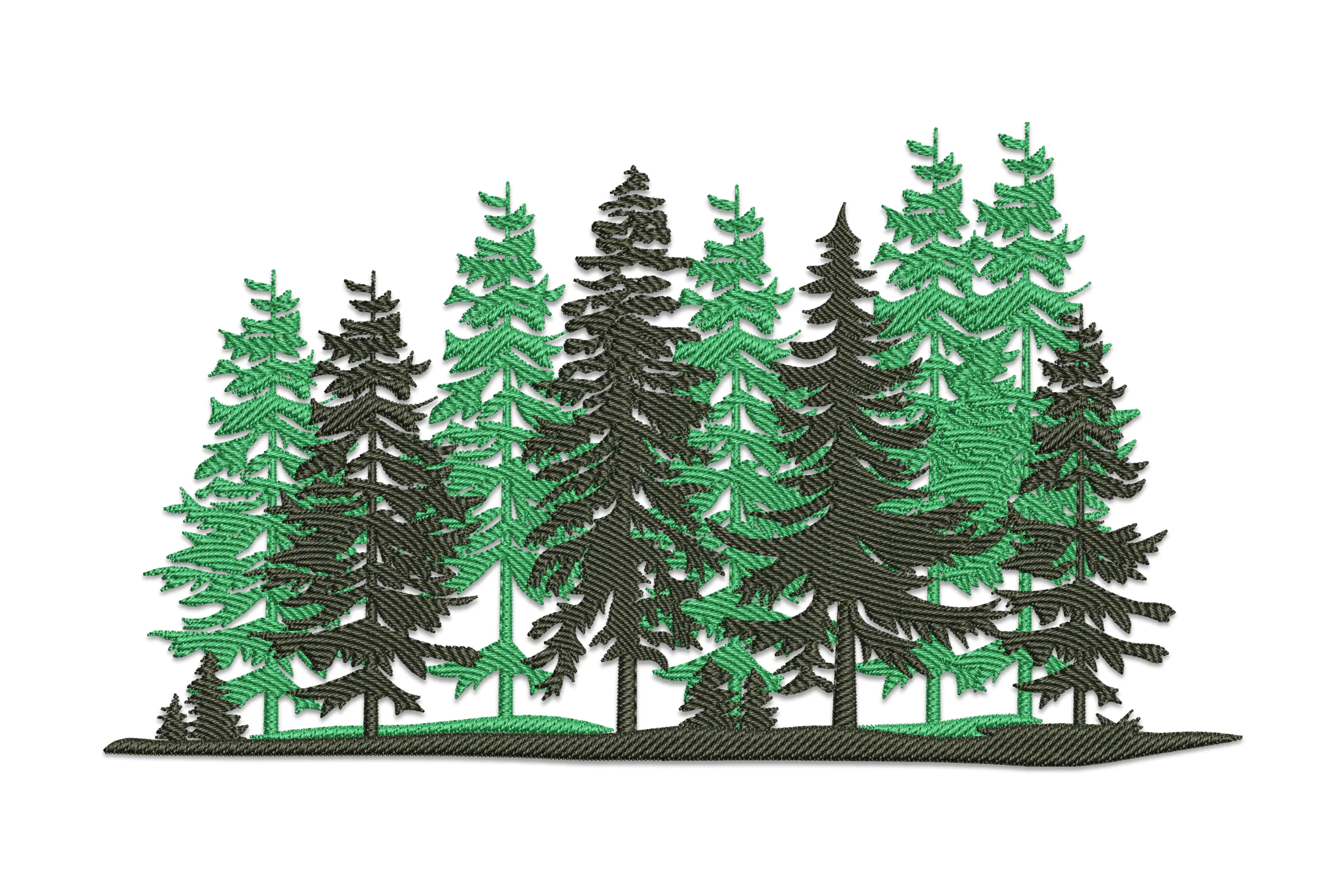 Forest Pine and Fir Trees Embroidery Design