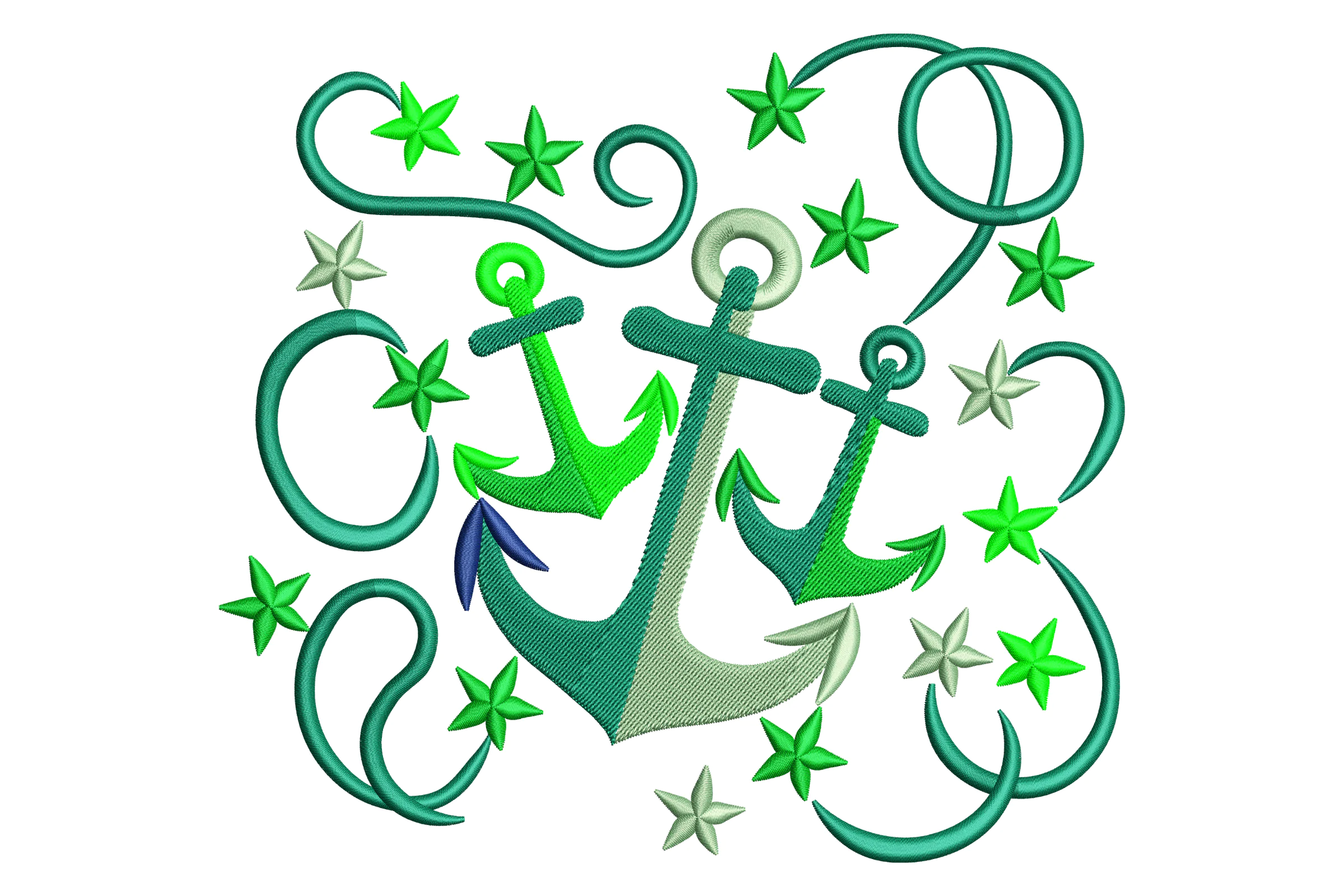Anchor Trio Embroidery Design