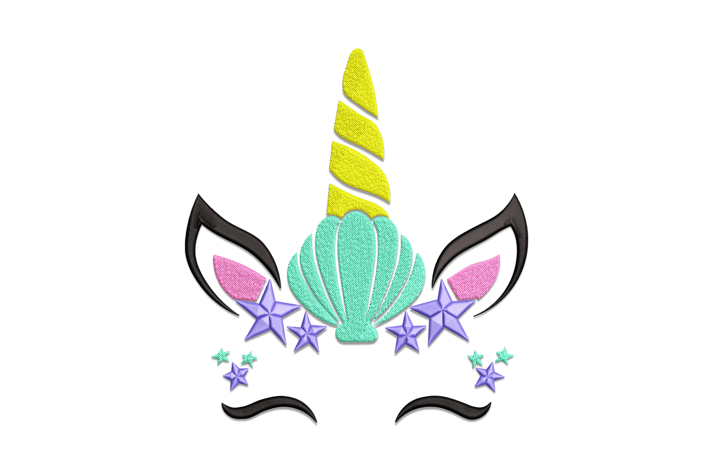 Unicorn Face With Seashell Embroidery Design