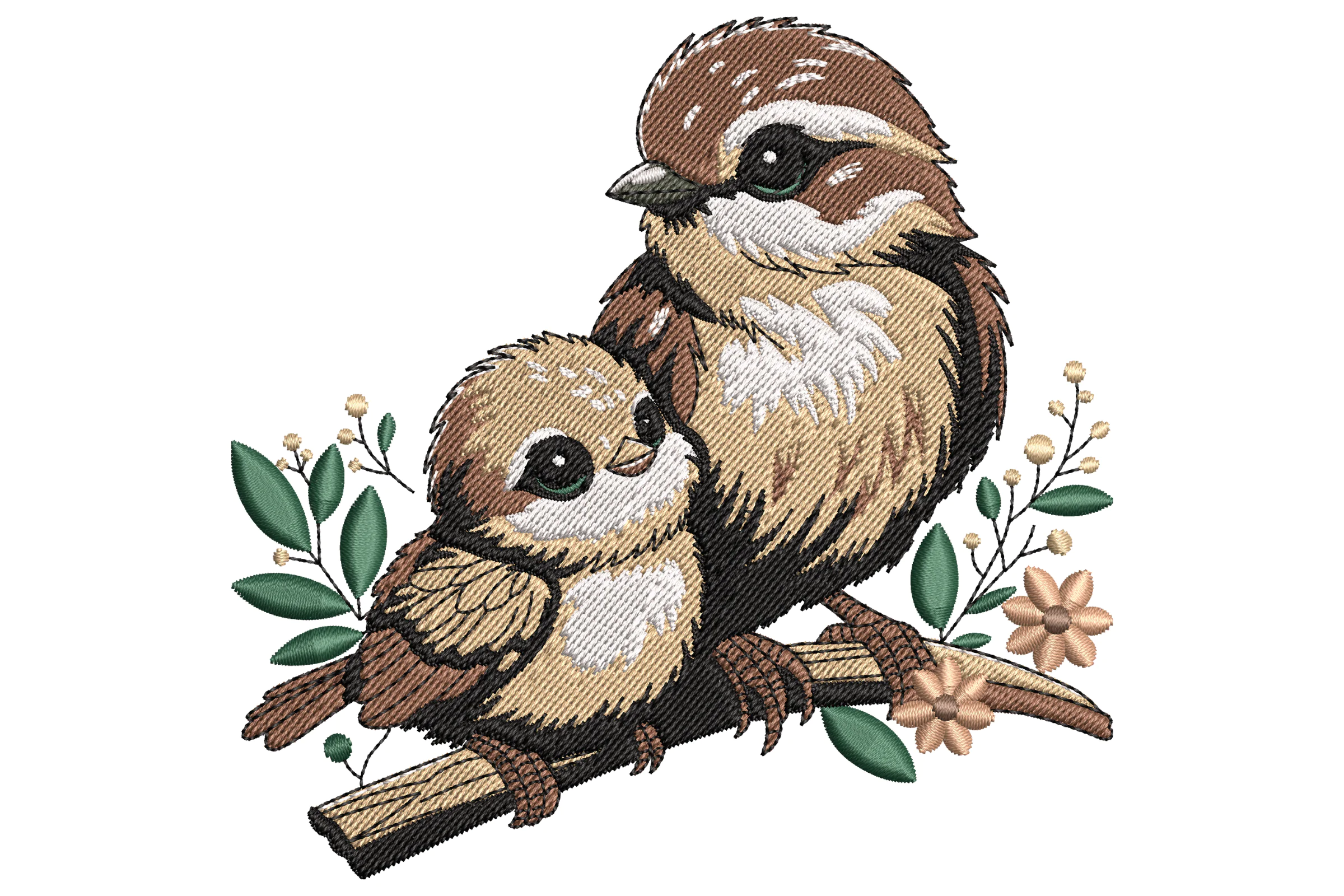 Mother and Baby Bird Embroidery Design