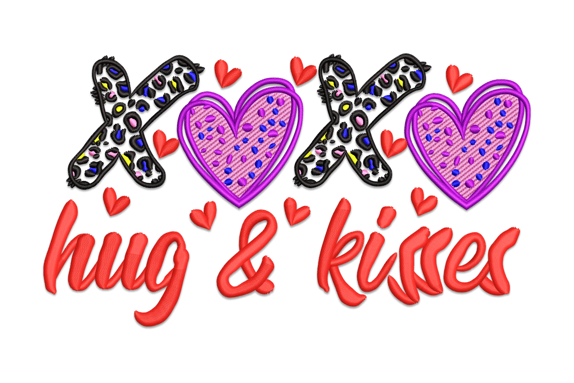 XOXO Hugs and Kisses Valentine Embroidery Design
