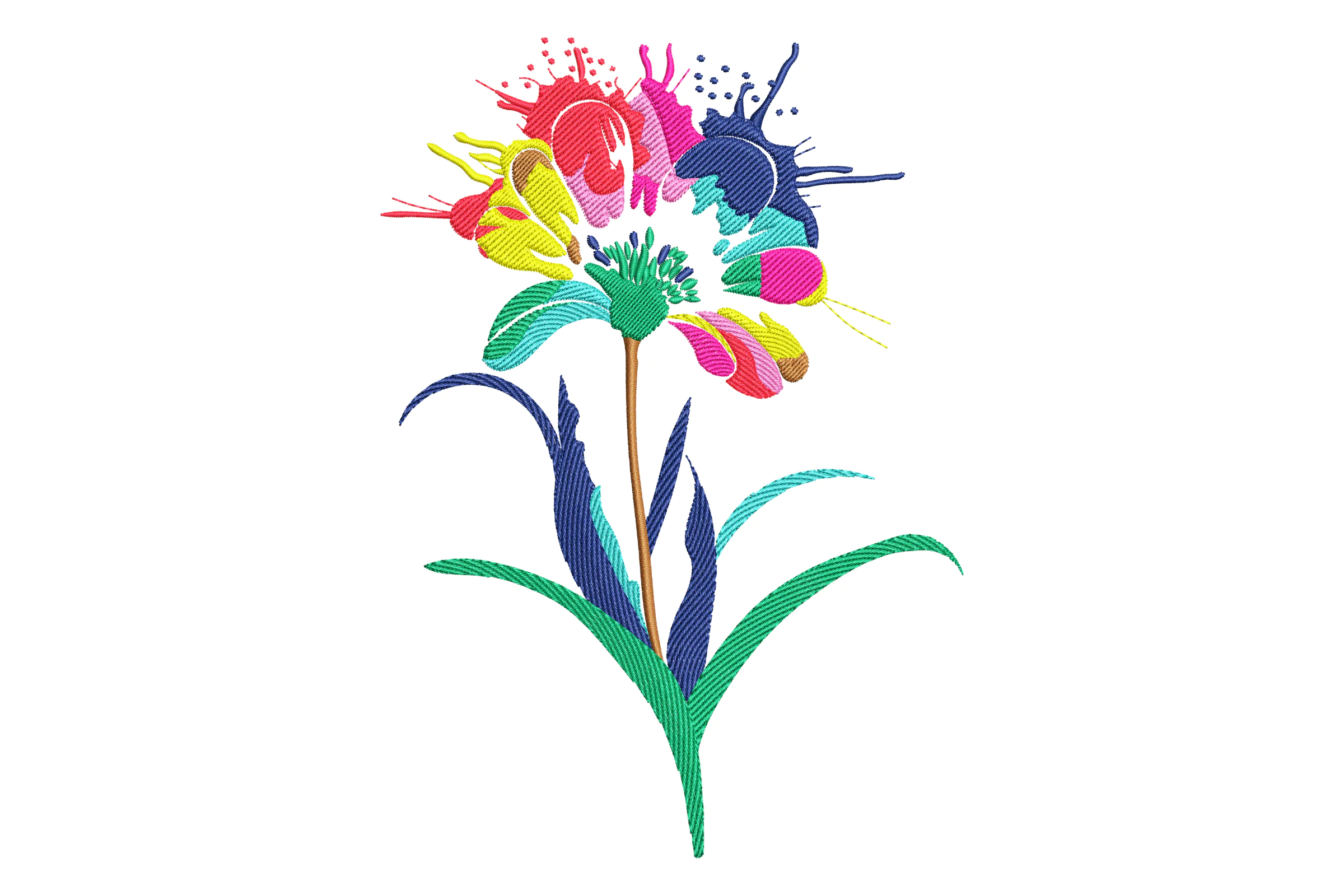 Splash of Color Flower Embroidery Design