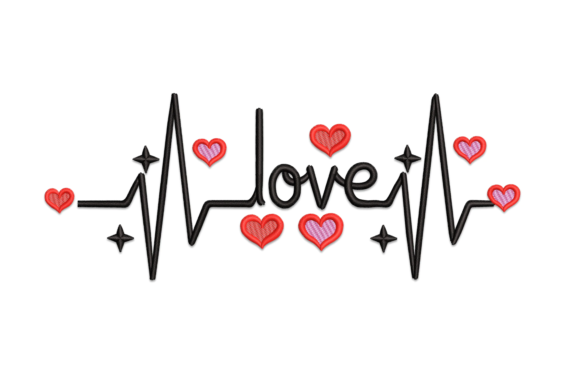 Red Heart Cardiogram Embroidery Design