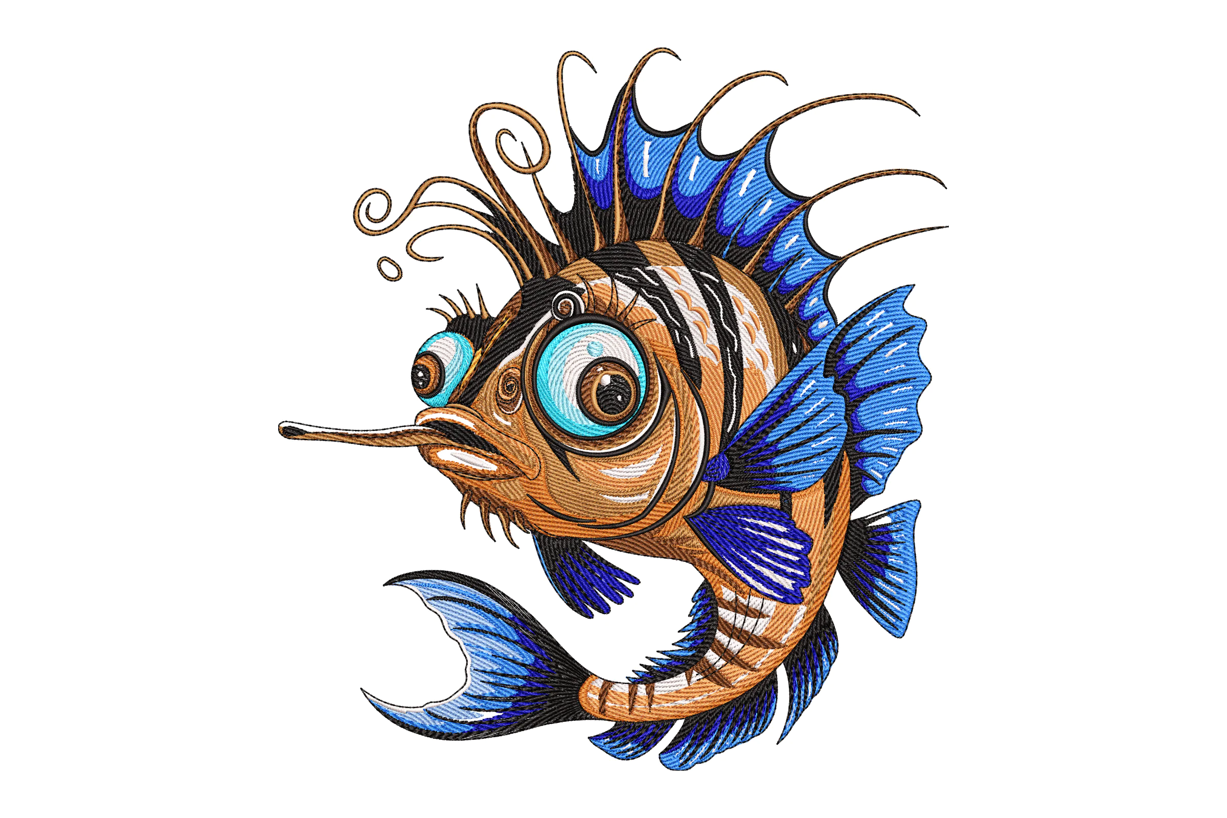 Fish with Colorful Fins Embroidery Design
