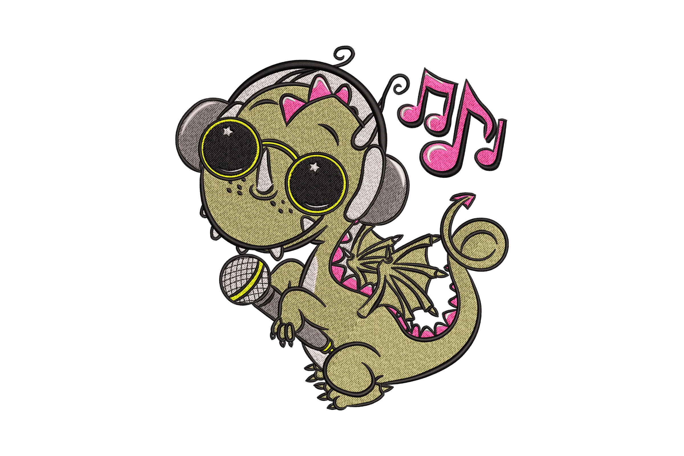 Rockstar Dragon Embroidery Design
