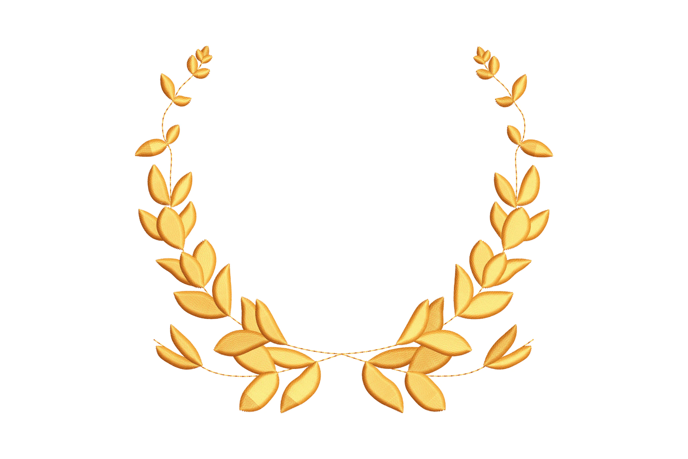 Elegant Curved Golden Laurel Embroidery Design