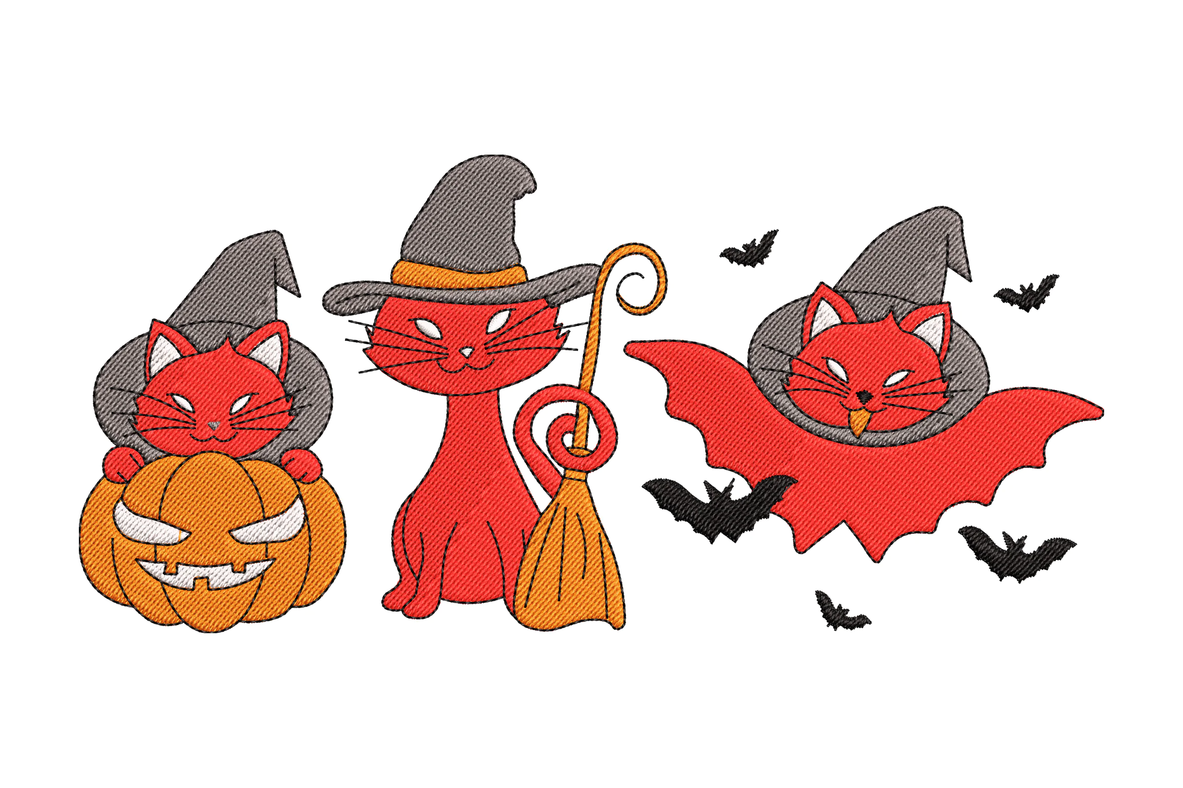 Halloween Cats Embroidery Design