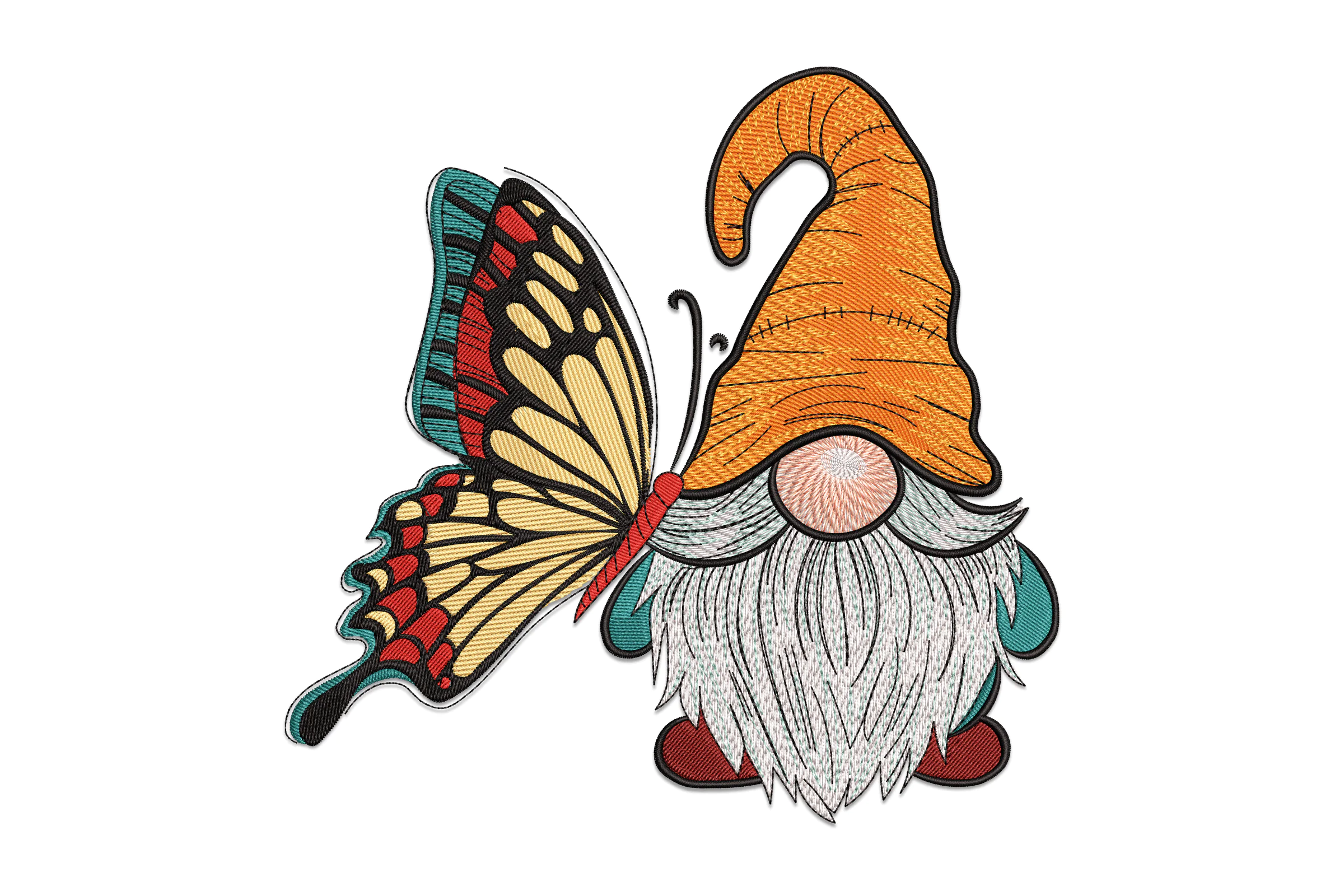 Butterfly Gnome Embroidery Design File