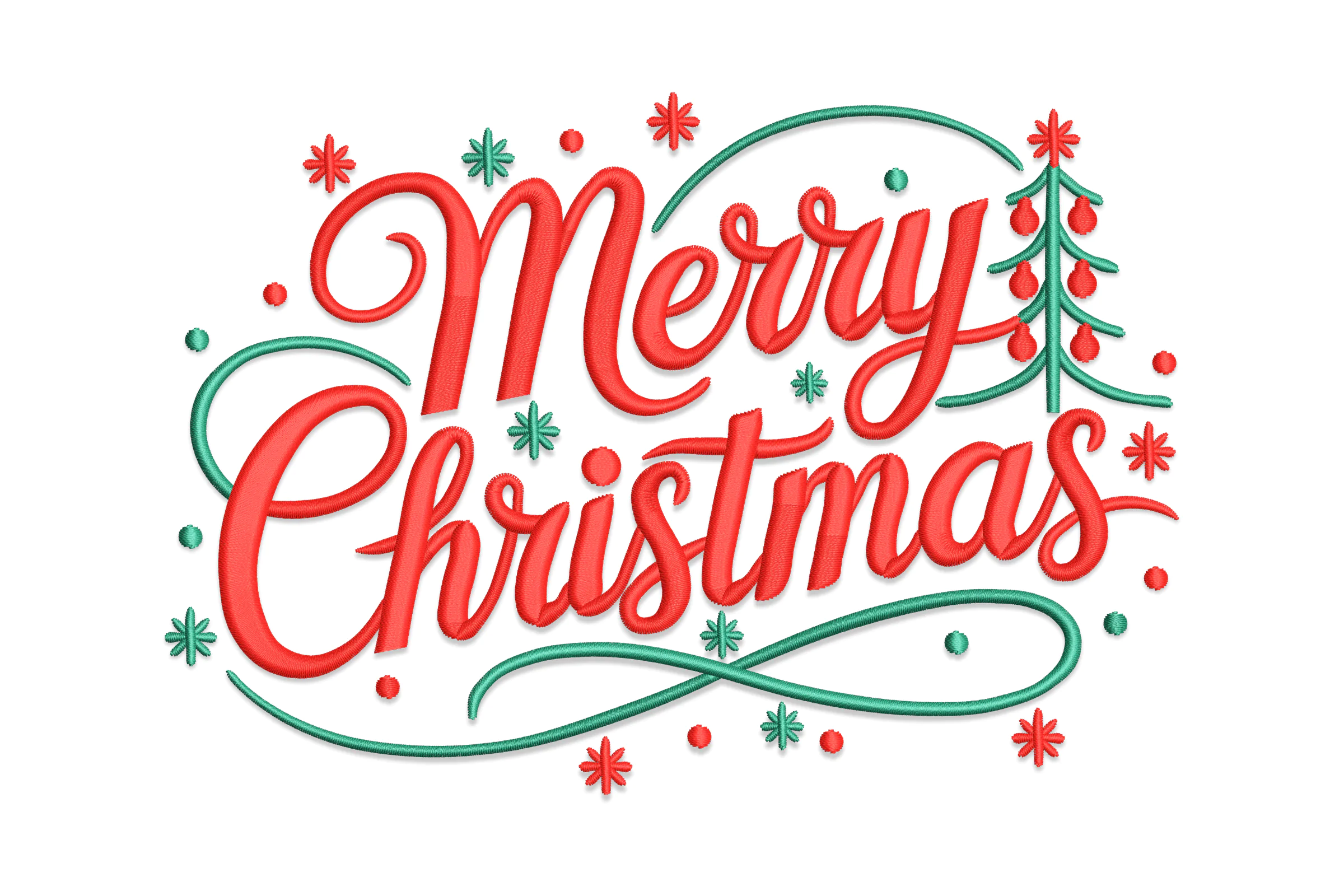Vintage Merry Christmas Embroidery Design