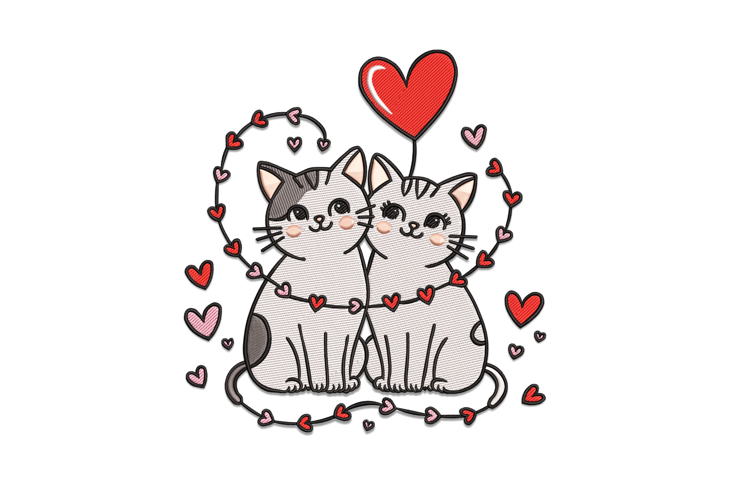 Couple Love Cats Embroidery Design