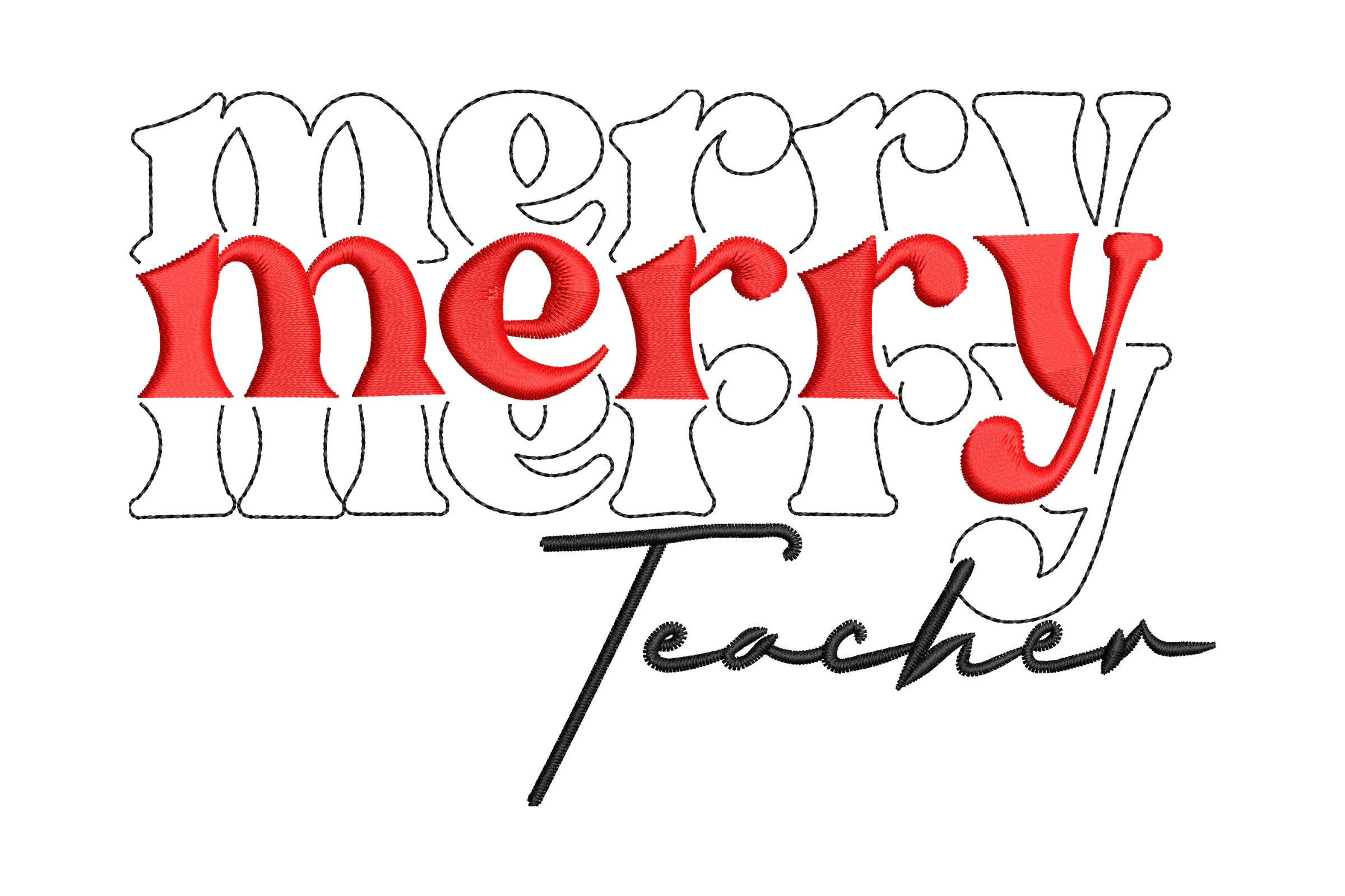 Merry Teacher Christmas Embroidery Design
