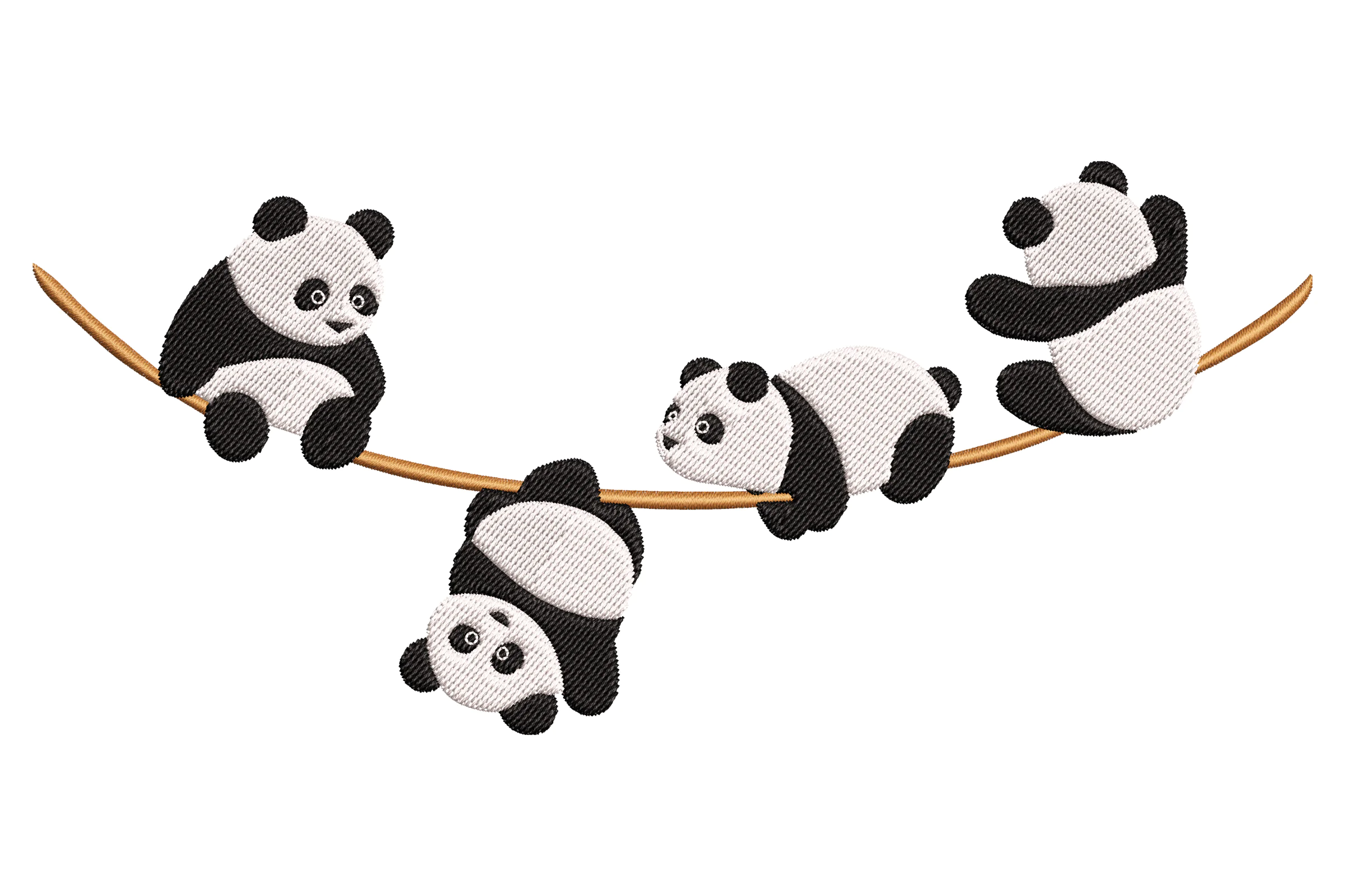Playful Pandas on a Branch Embroidery Design