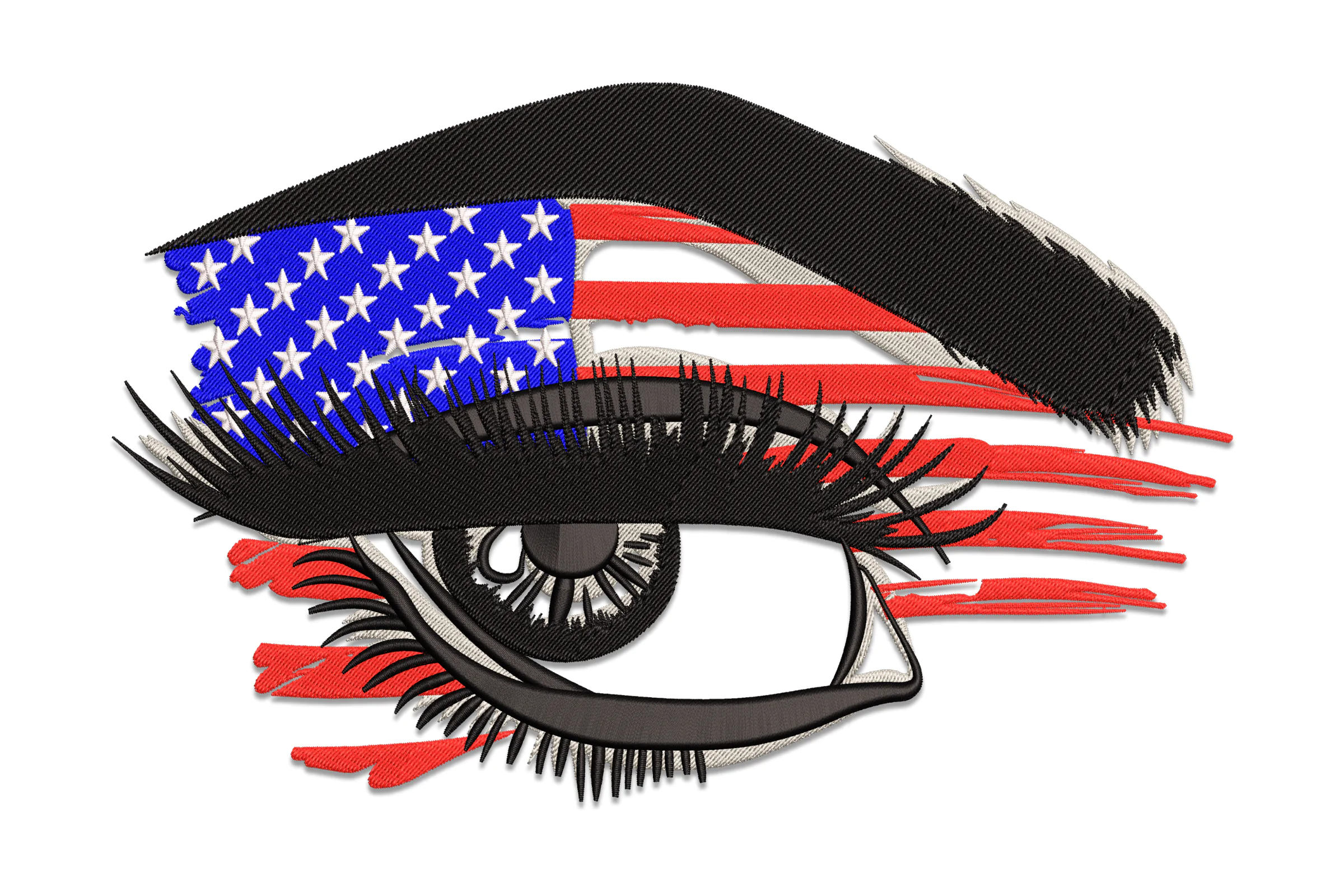Flags of the USA in Beautiful Female Eye Embroidery Design