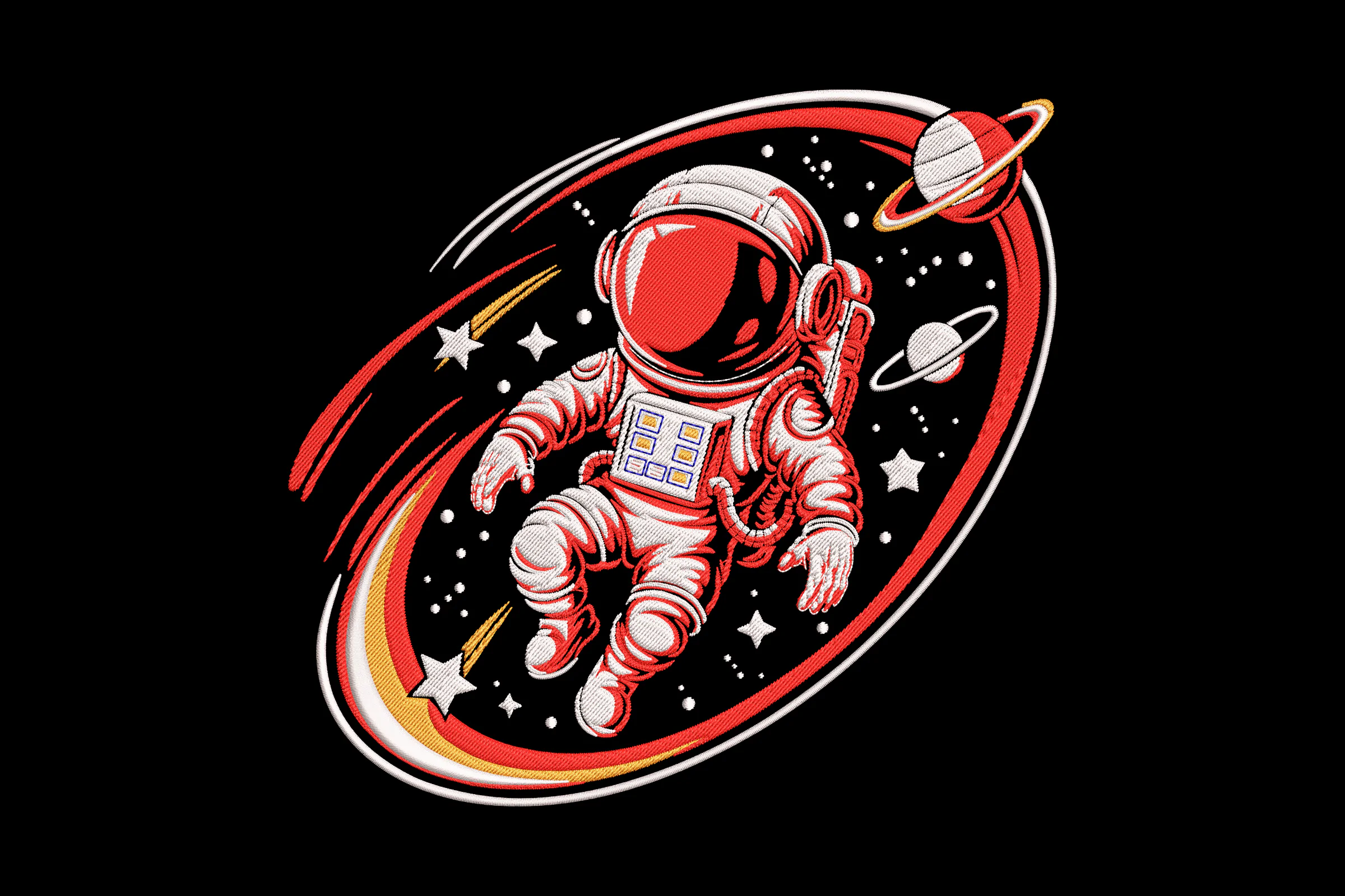 Astronaut Planets Embroidery Design