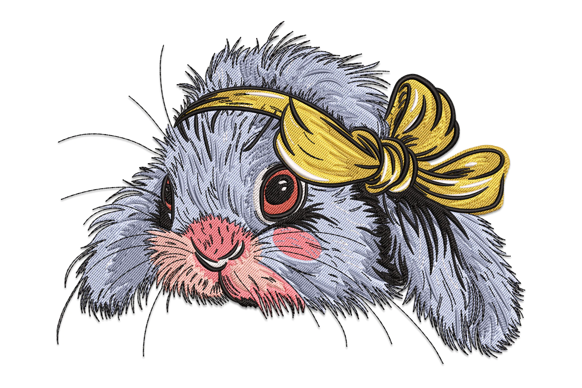 Bunny with Yellow Bow Embroidery Design