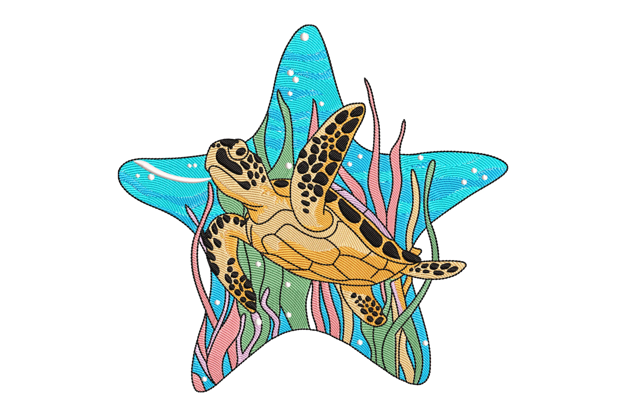 Sea Turtle Embroidery Design Pattern