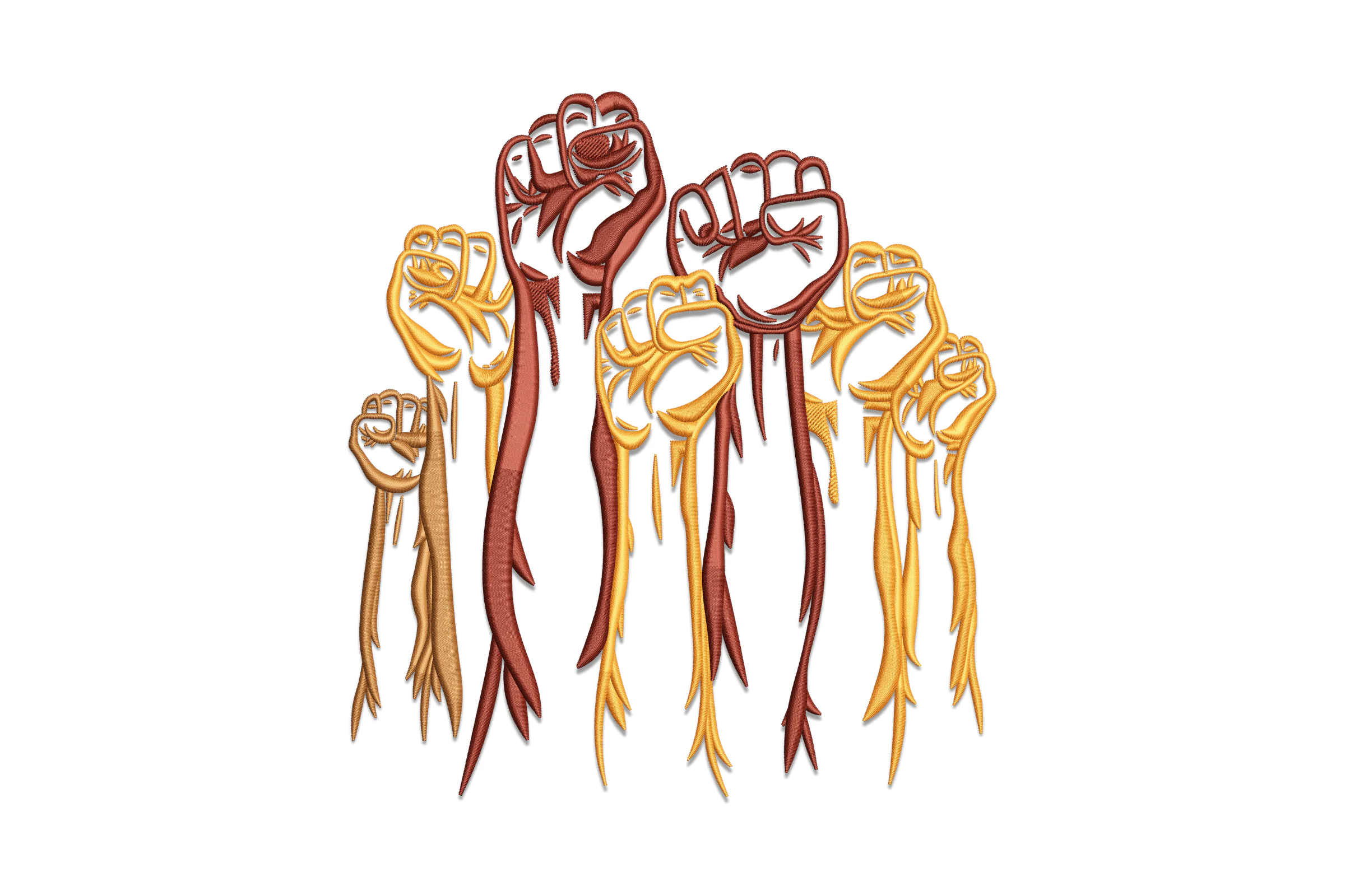 Raised Fists Hand Embroidery Design