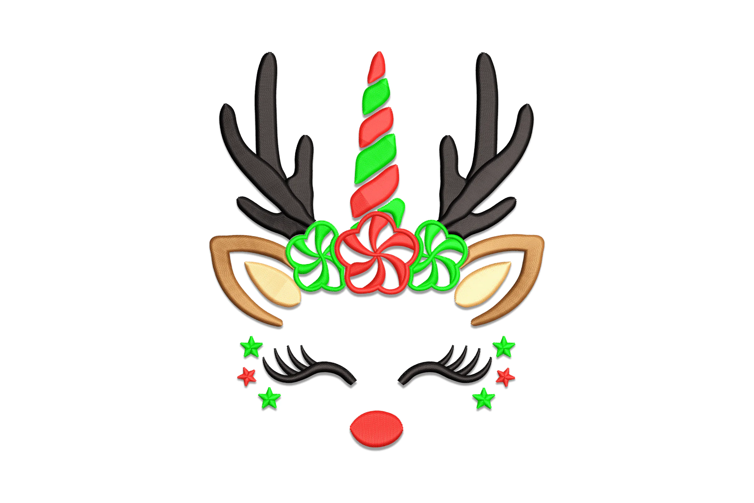 Christmas Unicorn with Antlers Embroidery Design