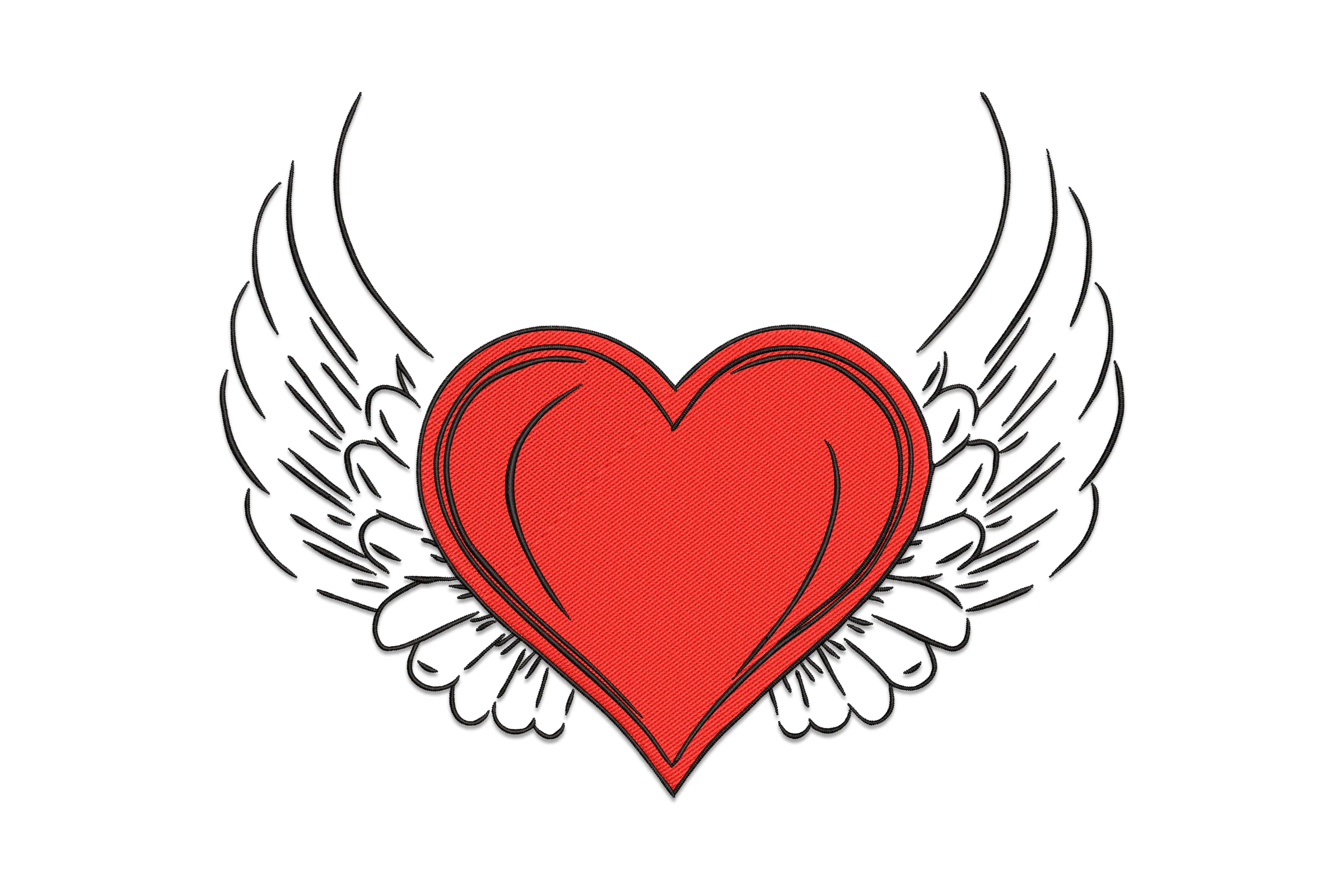 Love Heart with wings Embroidery Design