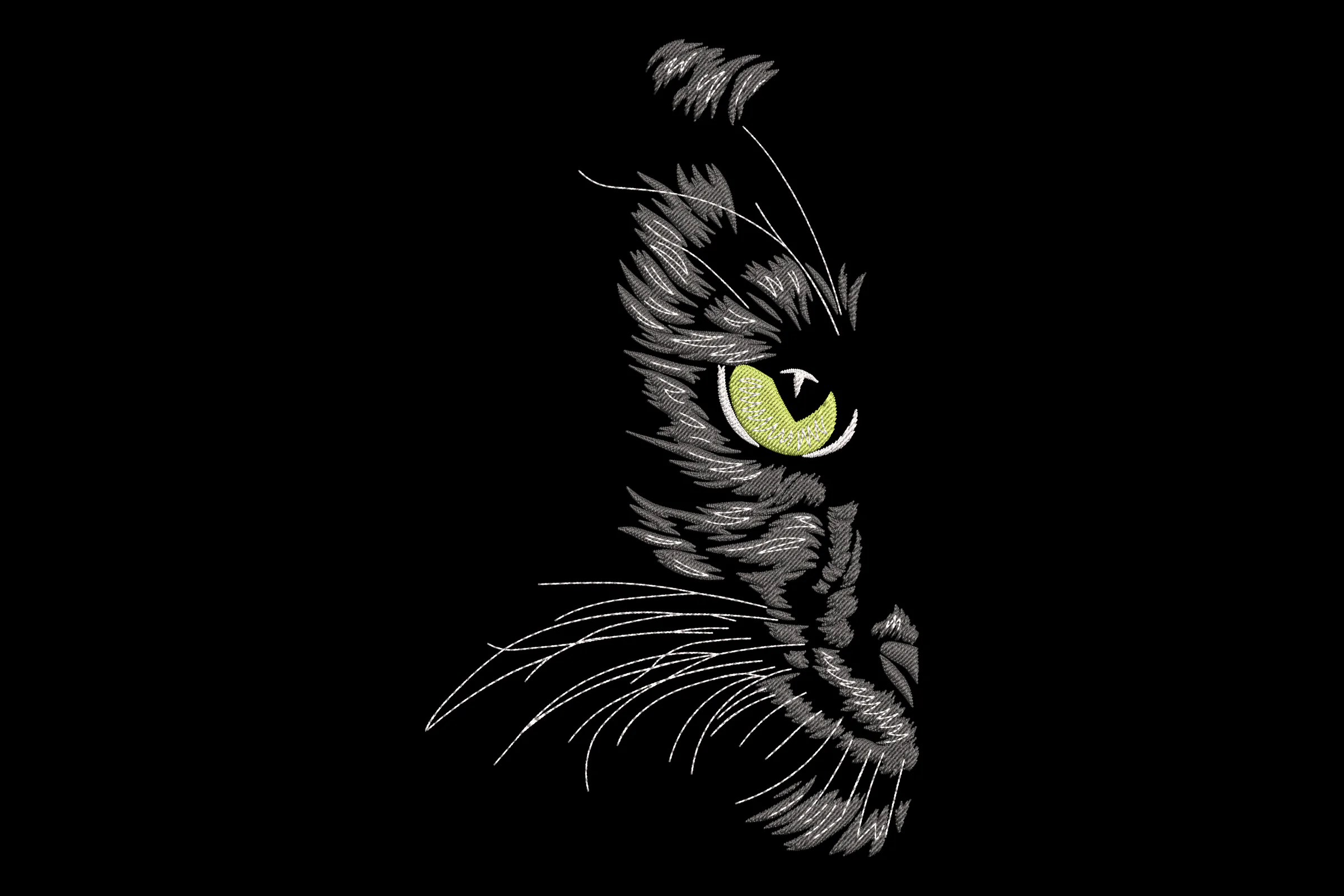Black Cat Eyes Embroidery Design File