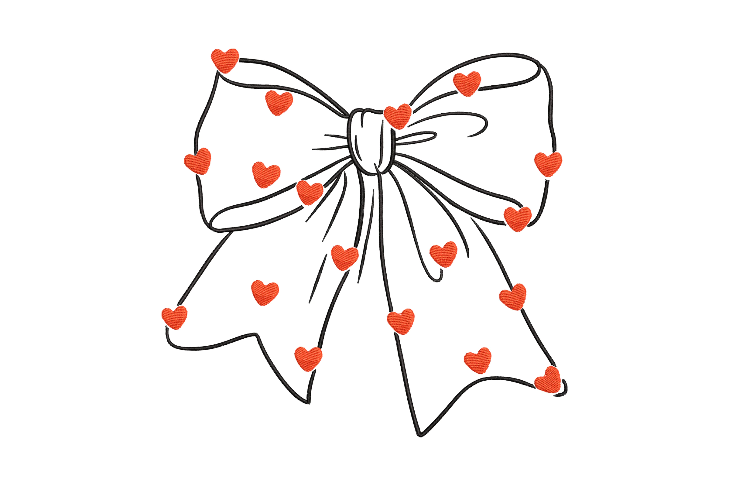 Bow with Heart Embroidery Design