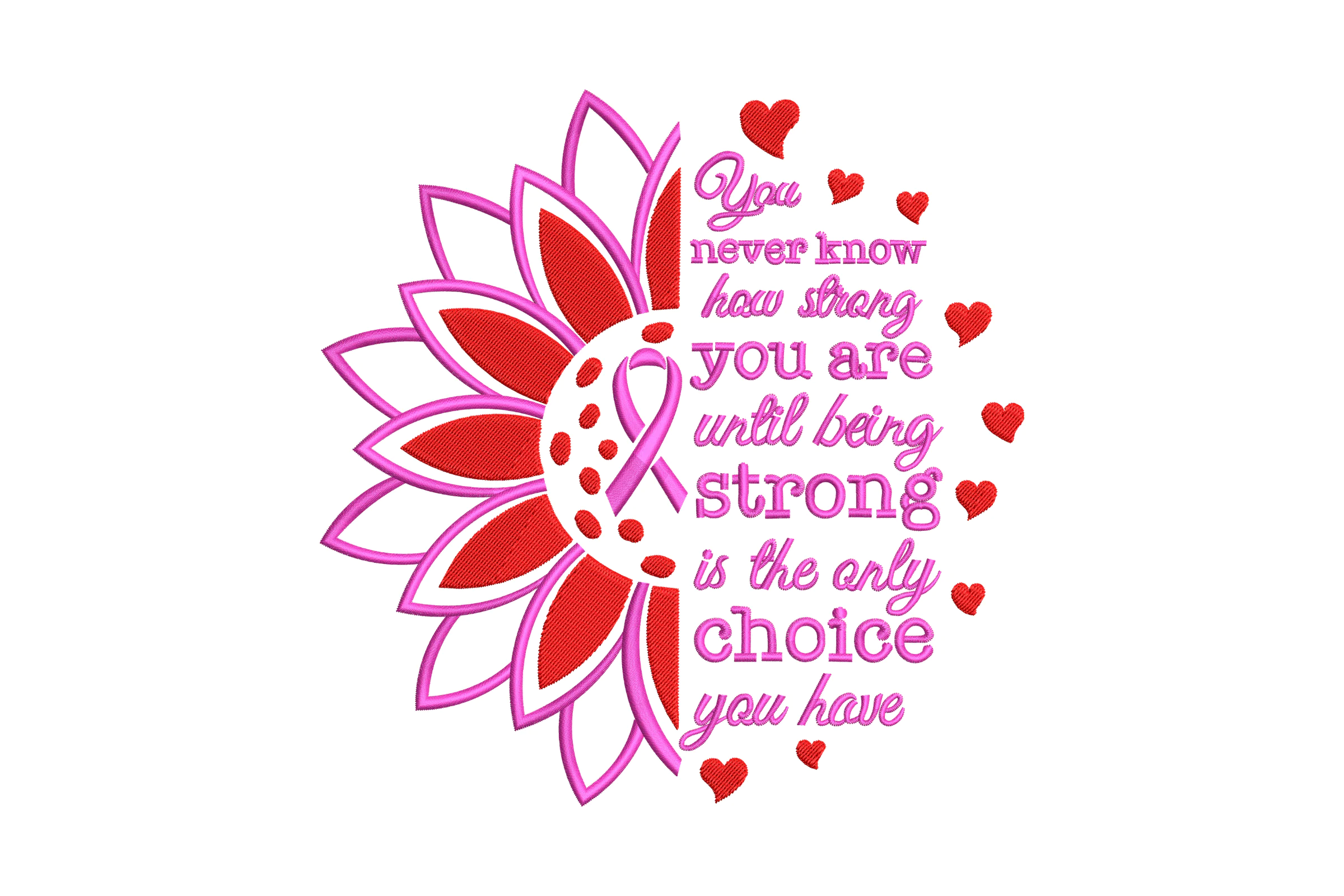 Strength and Hope Pink Ribbon Embroidery Design