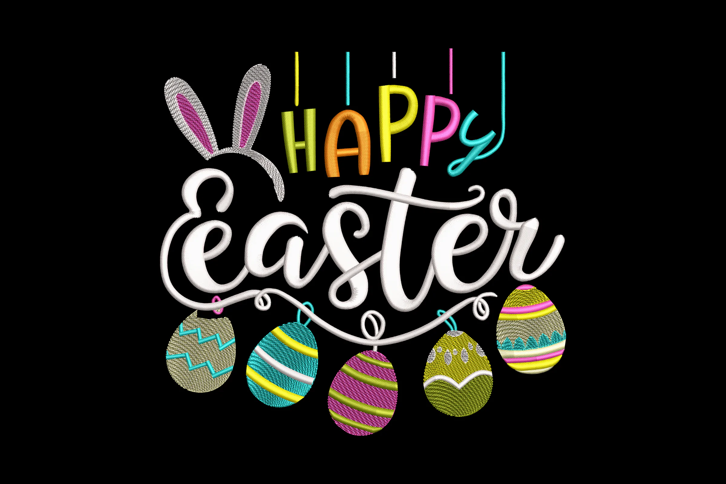Happy Easter Embroidery Design Pattern
