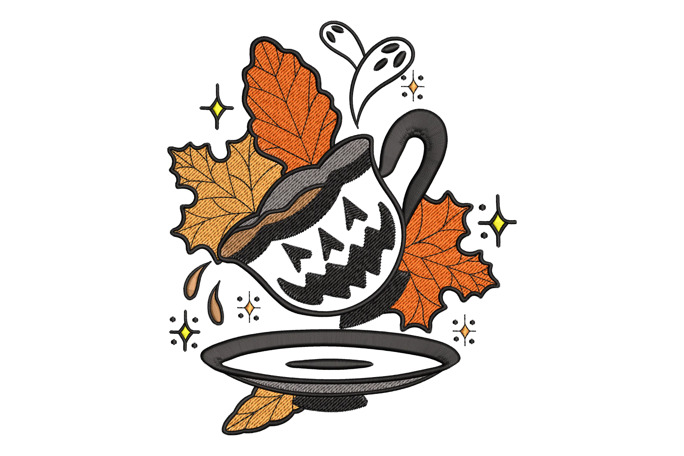 Halloween Coffee Cups Embroidery Design