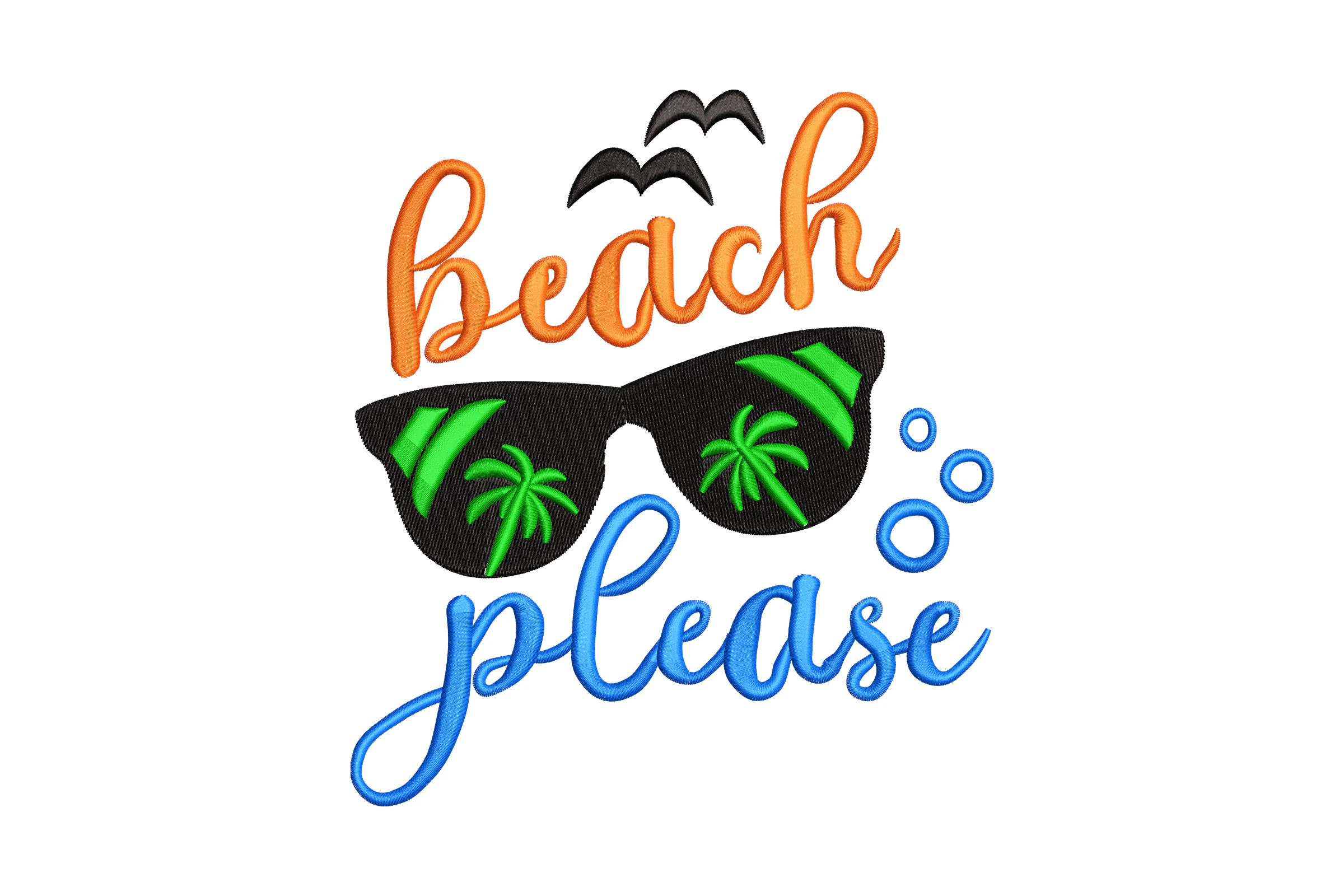 Beach Please Embroidery Design
