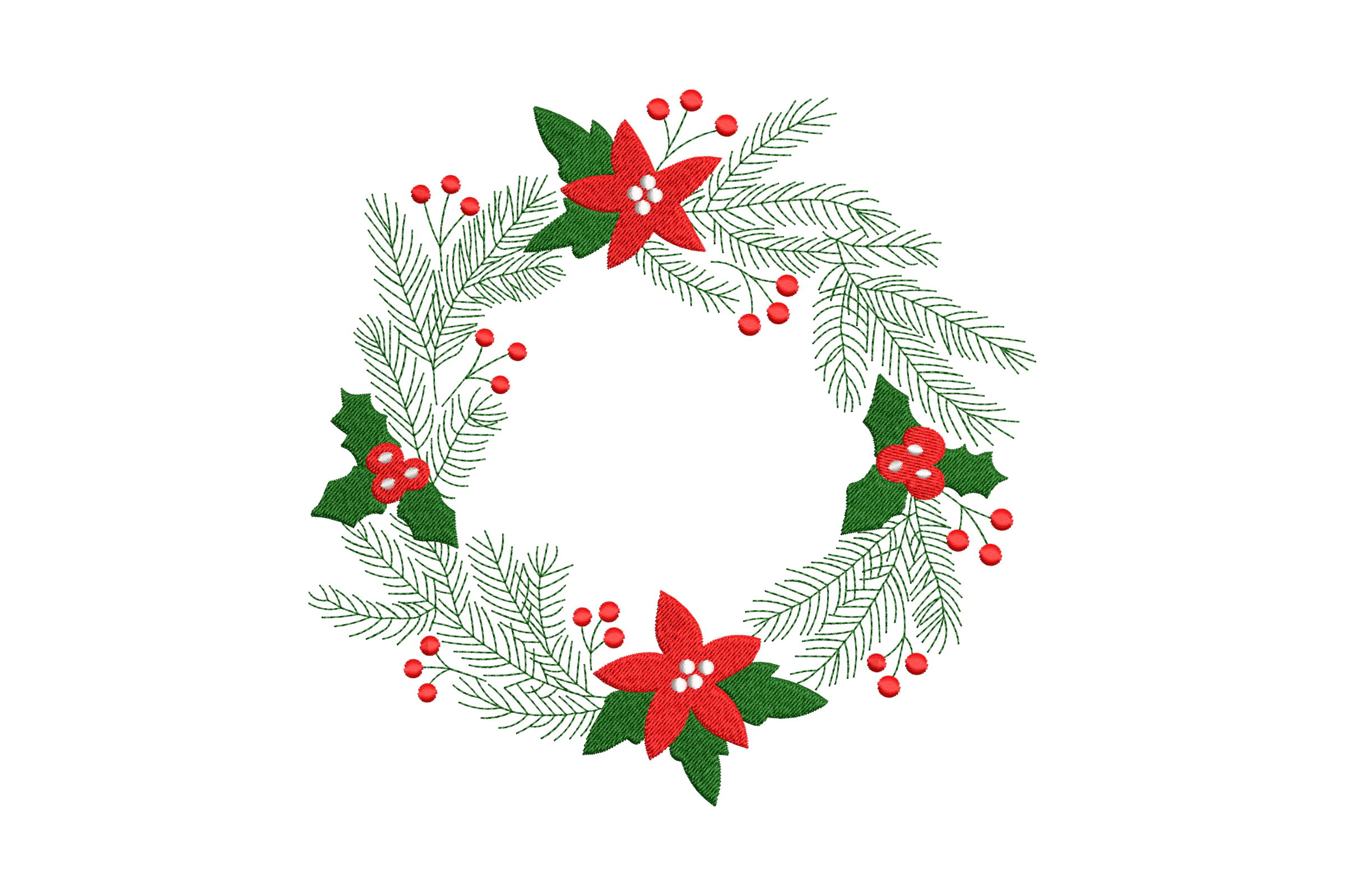 Wreath Merry Christmas Cmbroidery Design