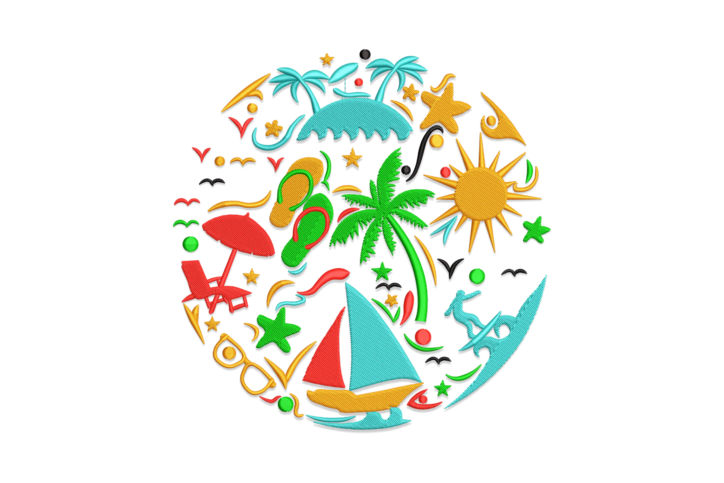 Summer Beach Embroidery File