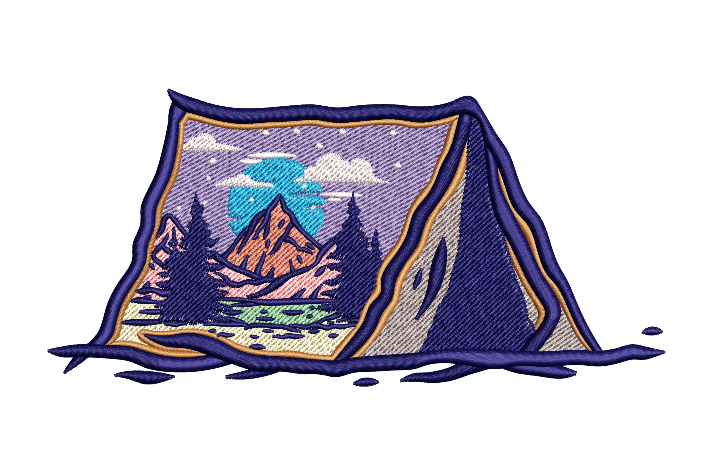 Stunning Mountain View Tent Embroidery Design