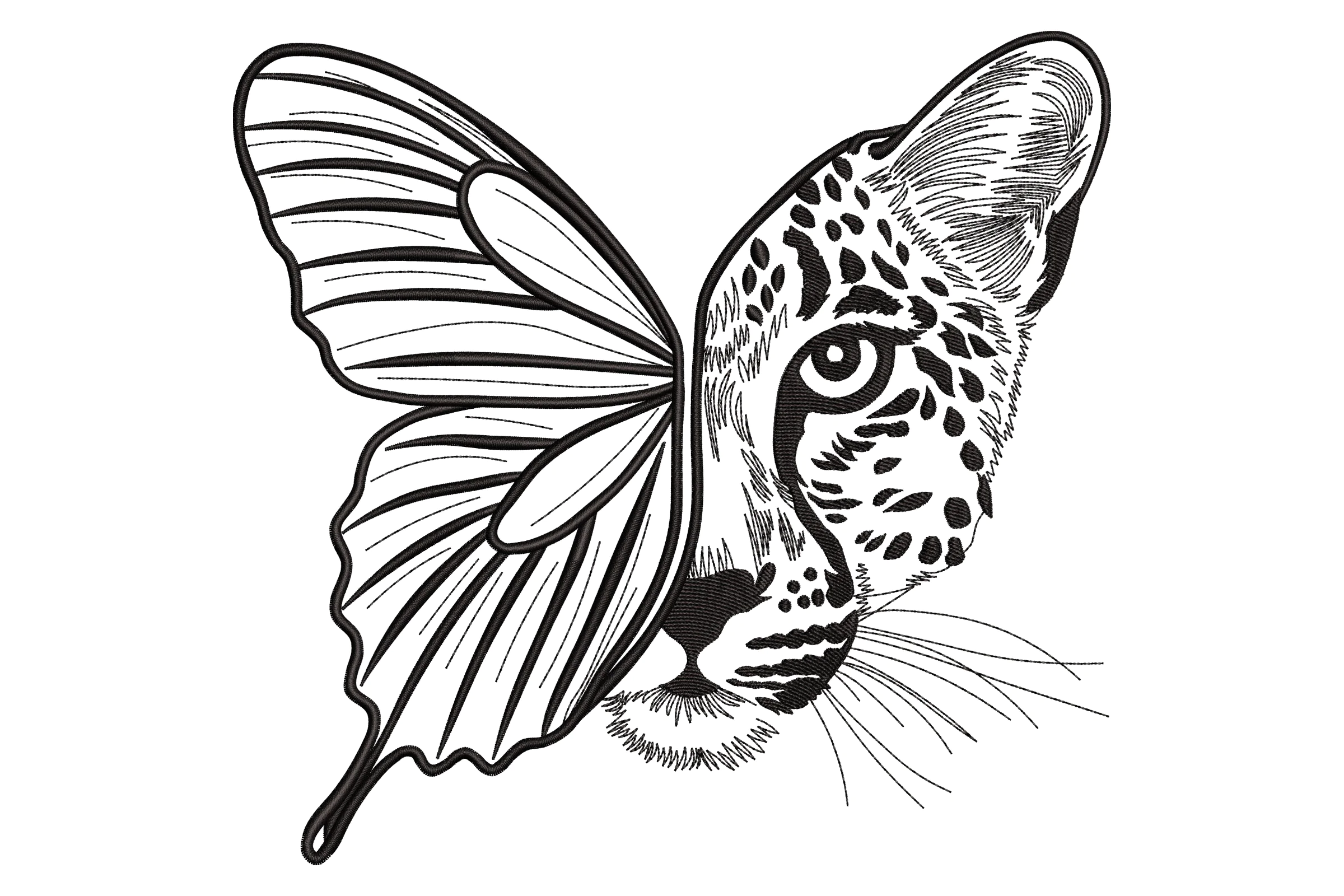 Butterfly Leopard Embroidery Design