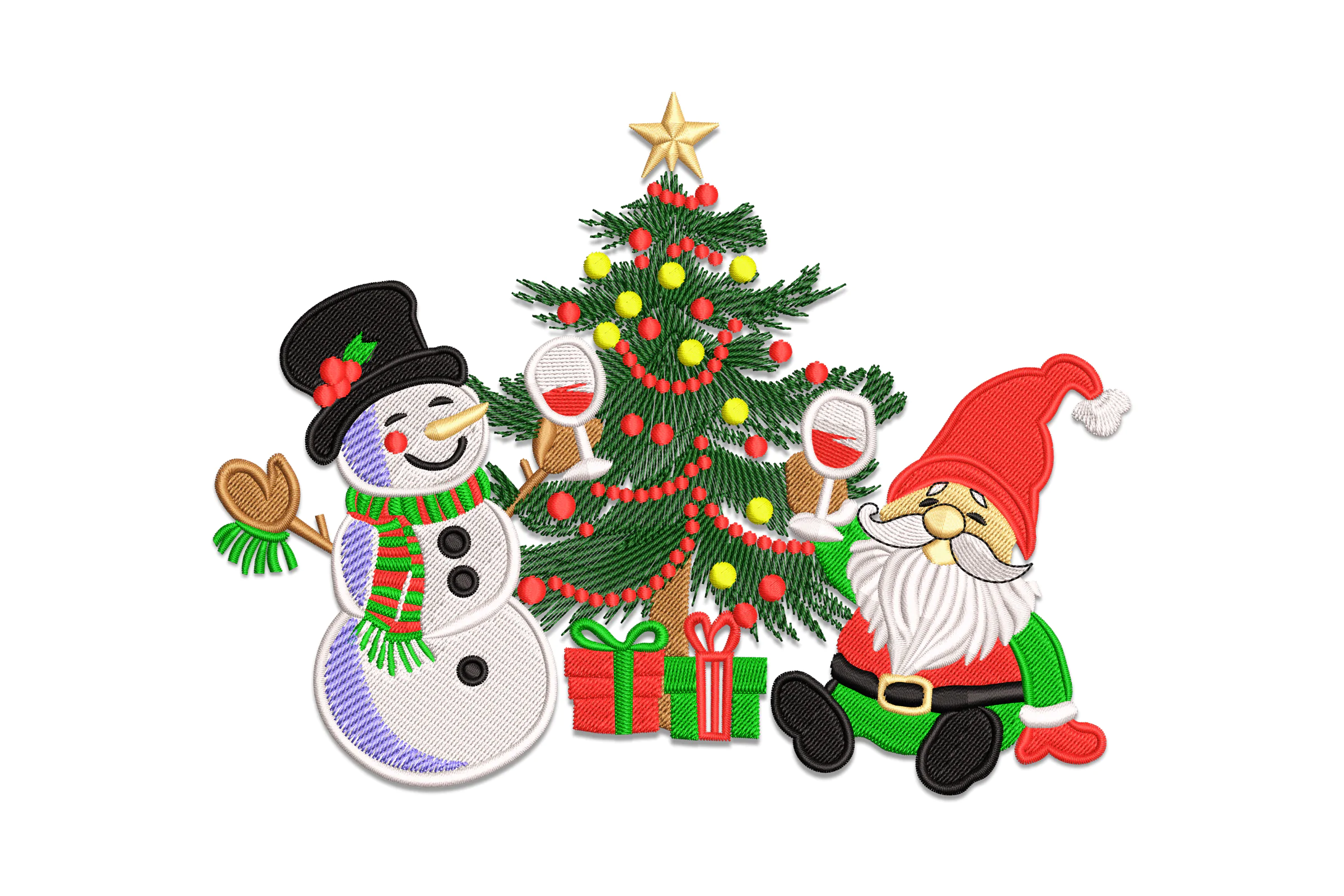 Snowman and gnome Machine Embroidery Design