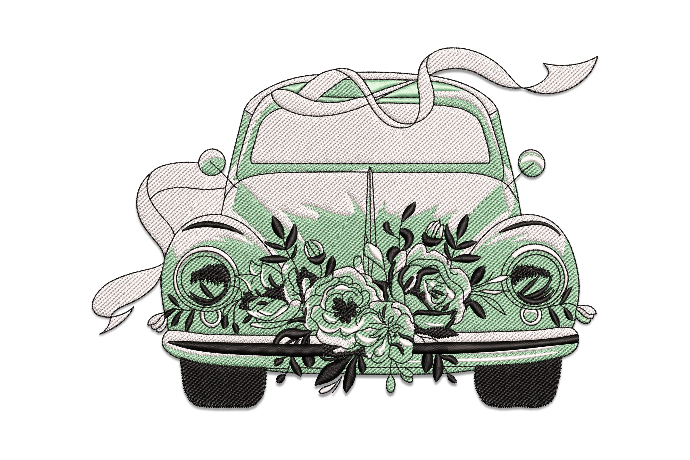 Floral Car Embroidery Design