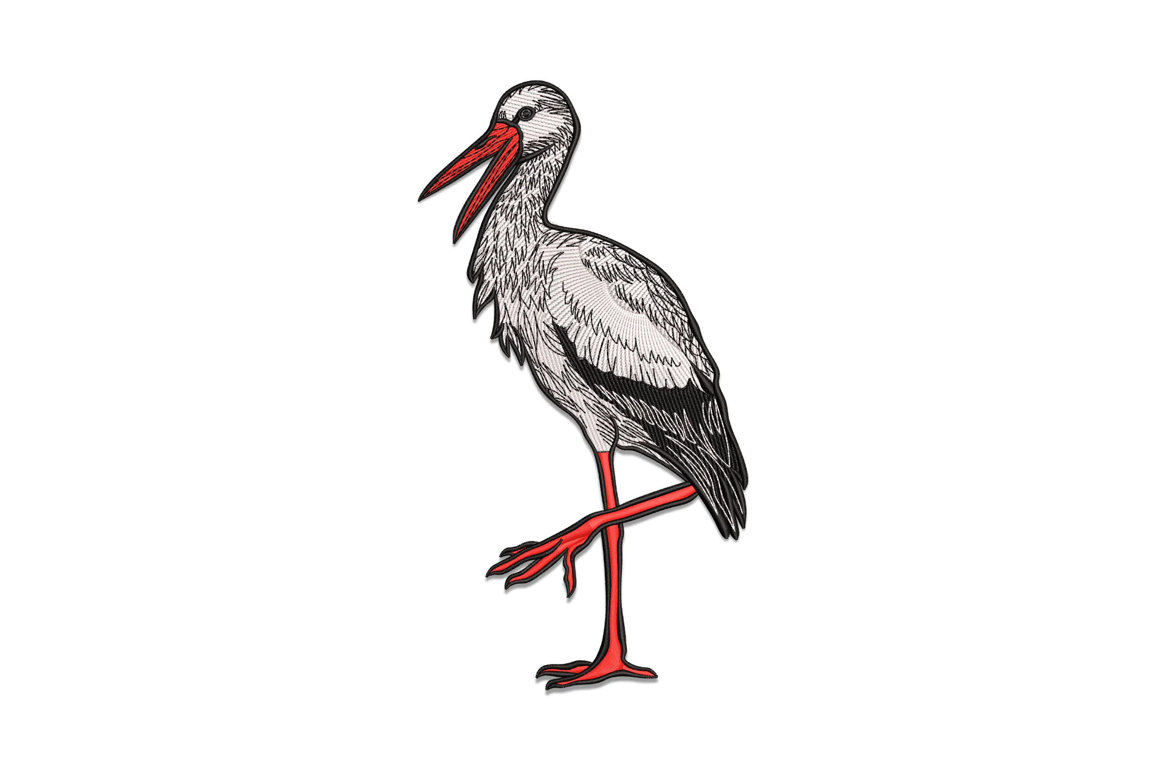 Stork Bird Applique Machine Embroidery Digitized Design