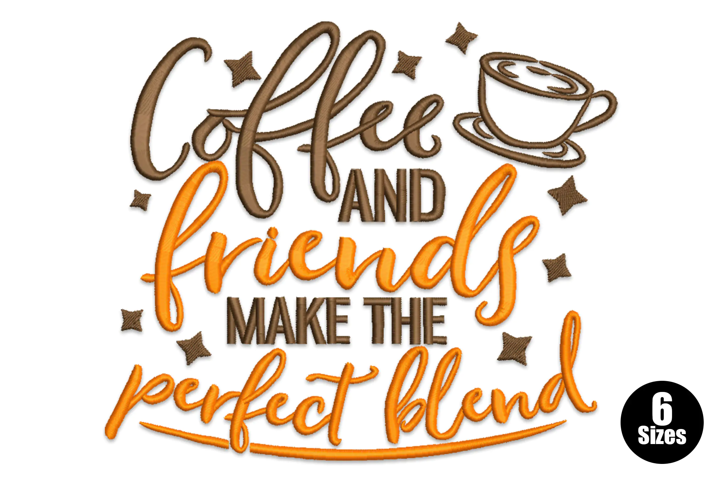 Coffee & Friends Make the Perfect Blend Embroidery Design