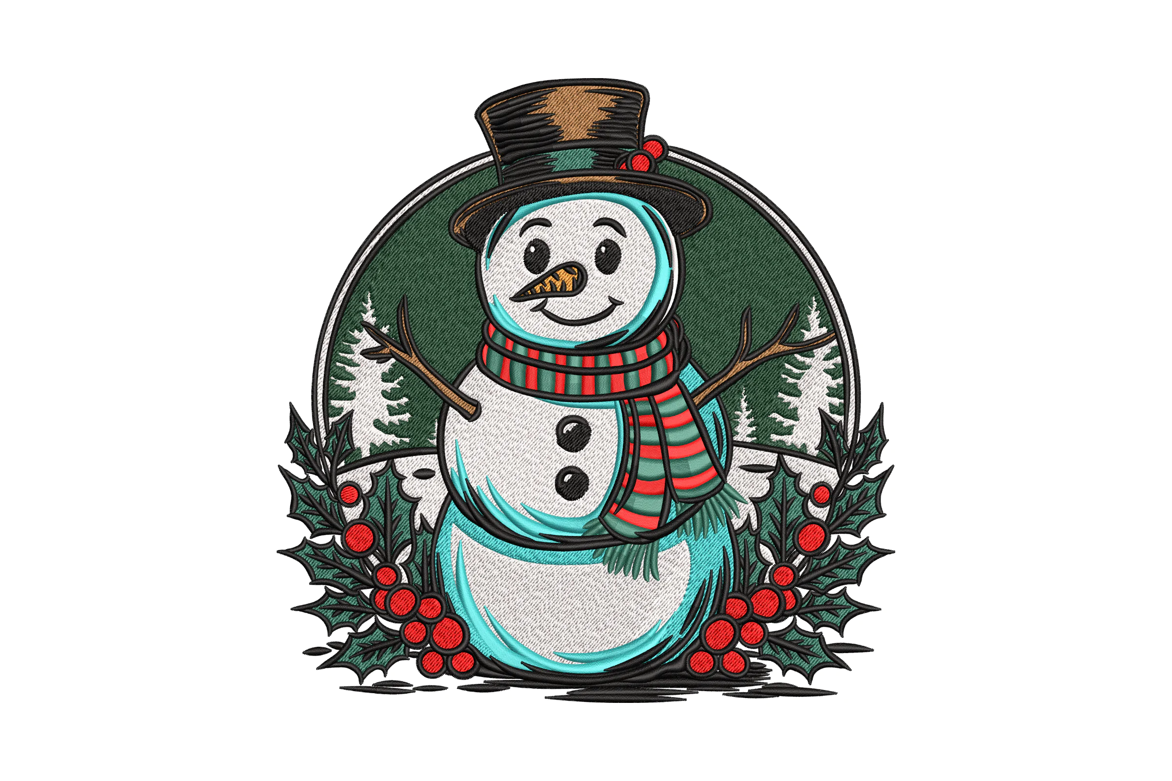 Happy Winter Snowman Embroidery Design