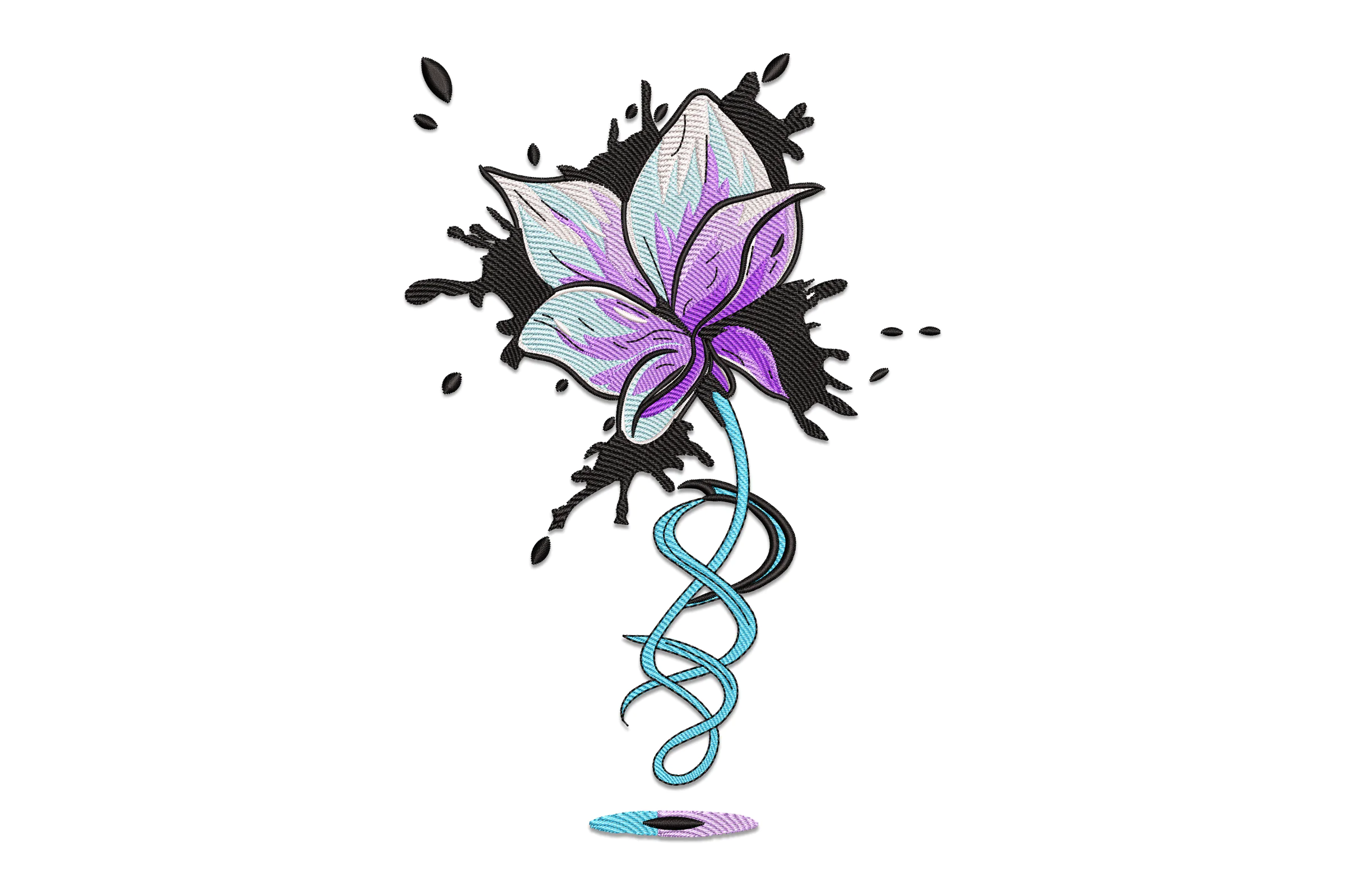 Artistic Floral Splash Embroidery Design