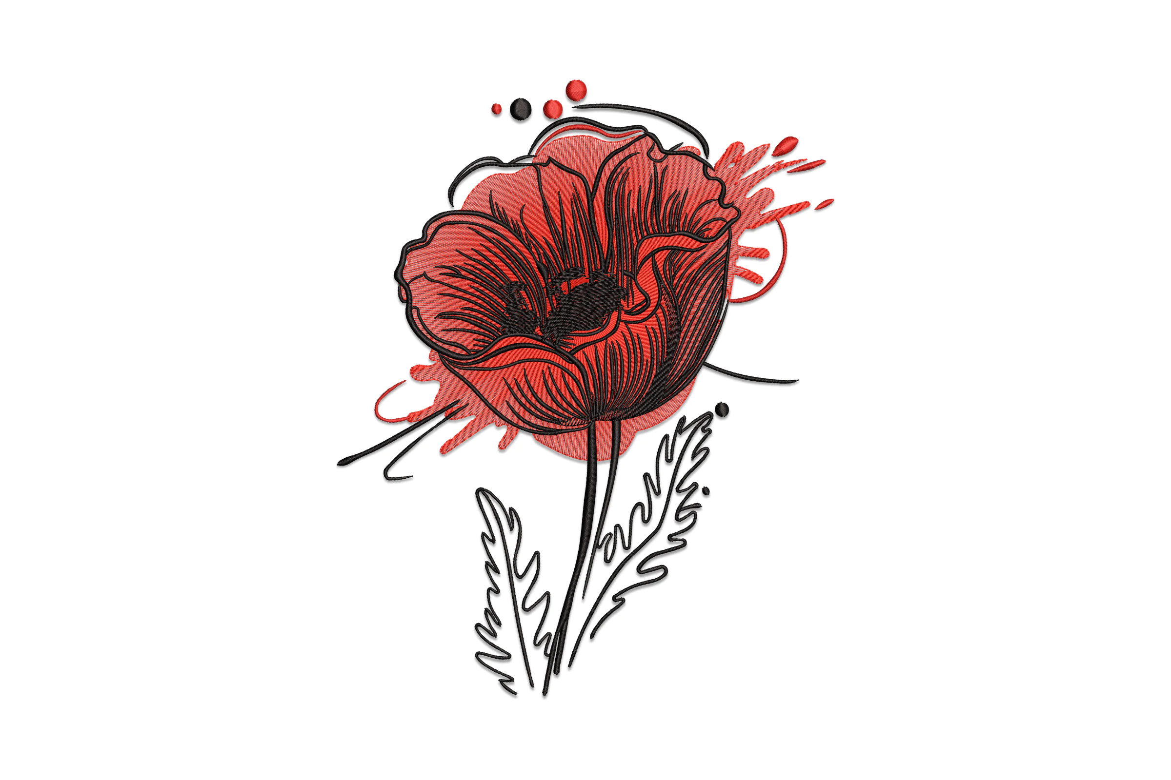 Red Poppy Embroidery Design Pattern