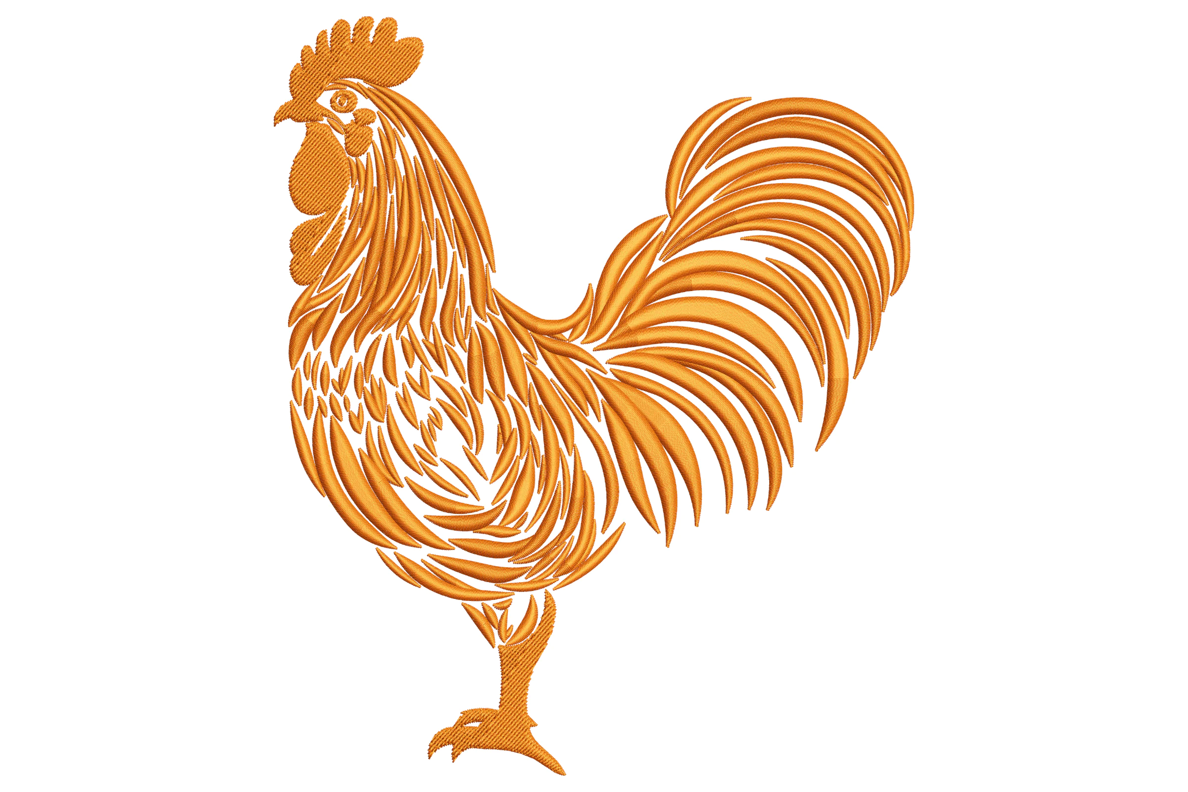 Stylized Rooster Embroidery Design
