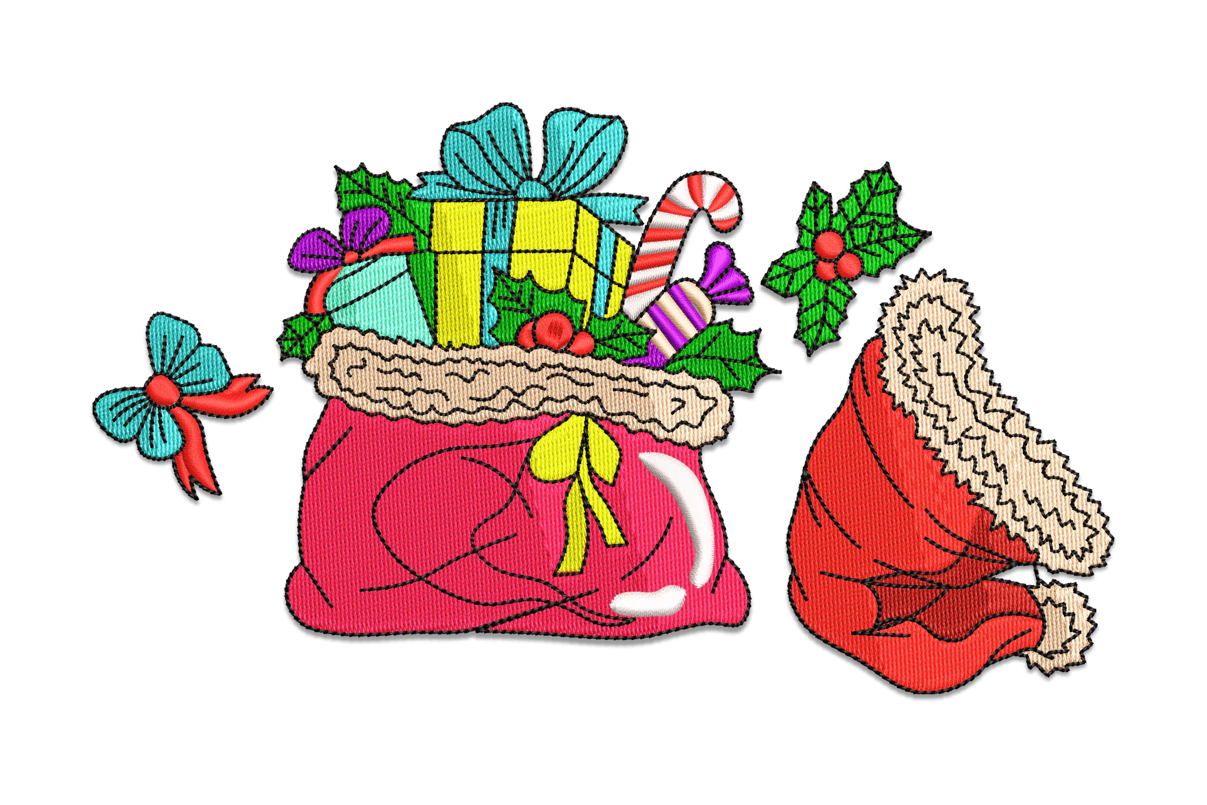 Santa Christmas Gift Bag Machine Embroidery Design