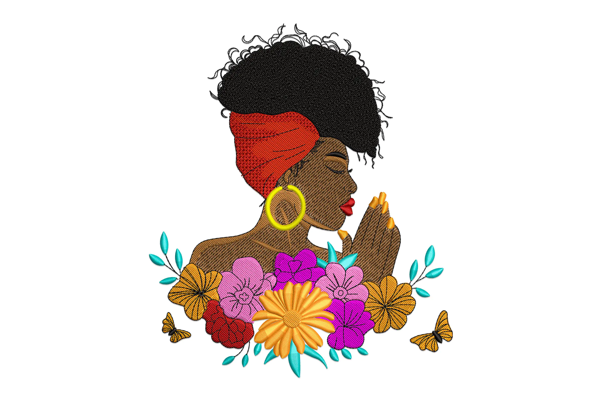 African American Woman Embroidery Design
