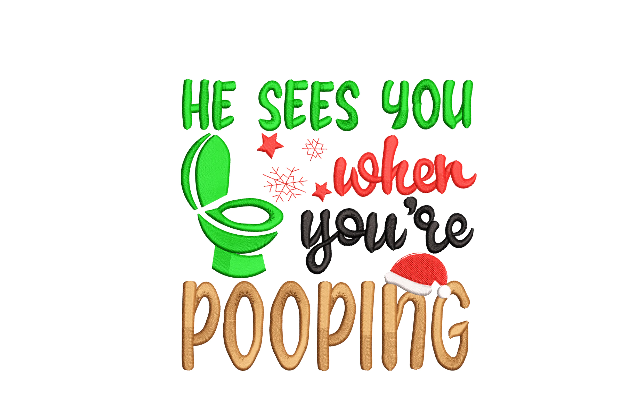 Funny Christmas Toilet Poop Embroidery Design