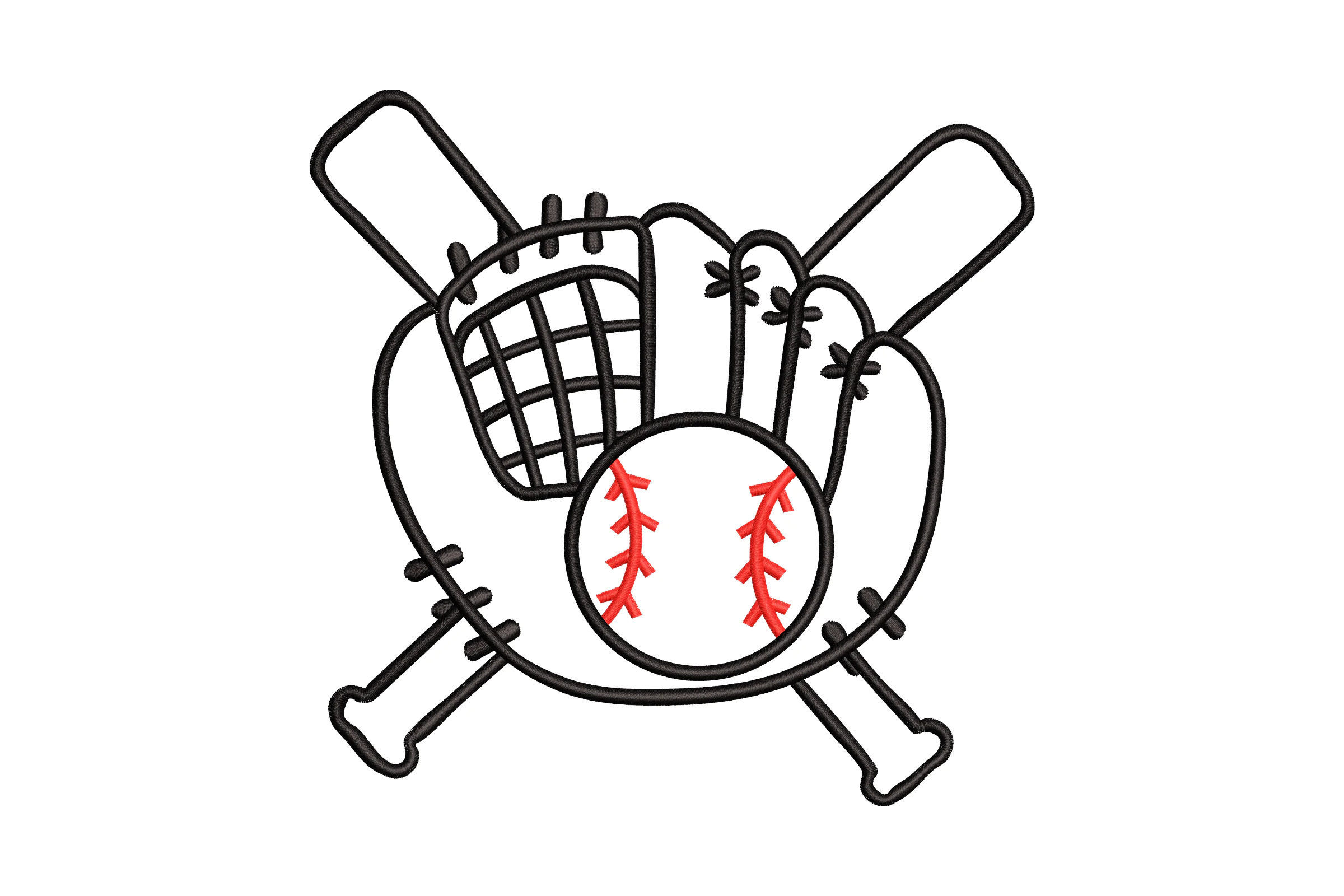 Baseball and Glove Embroidery Design