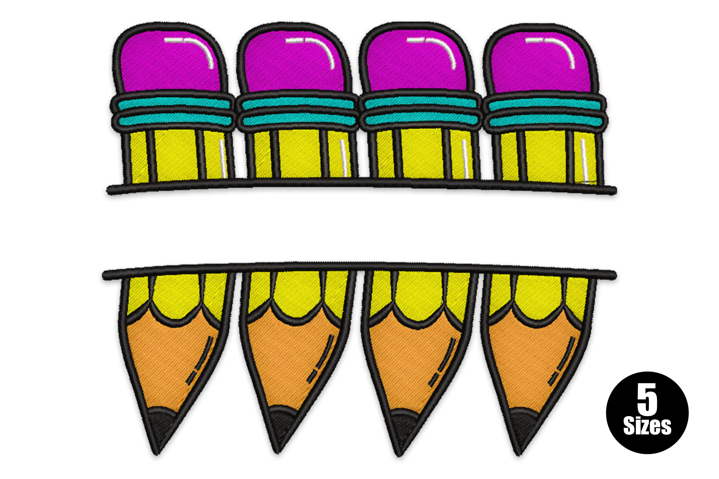 Split Pencils Embroidery Design