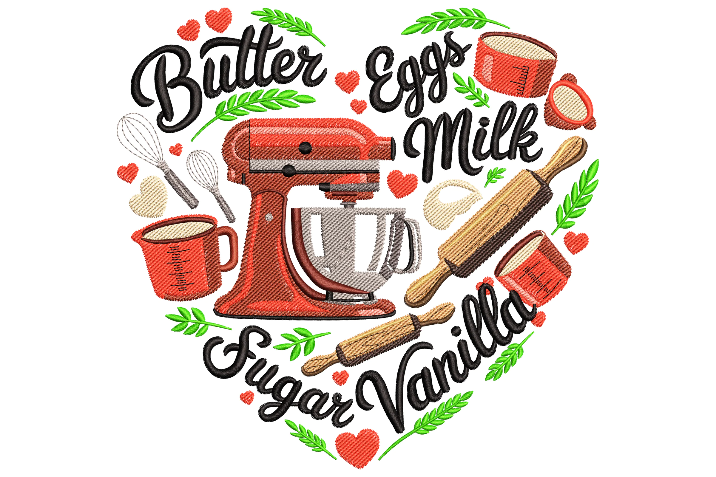 Kitchen Love Embroidery Design