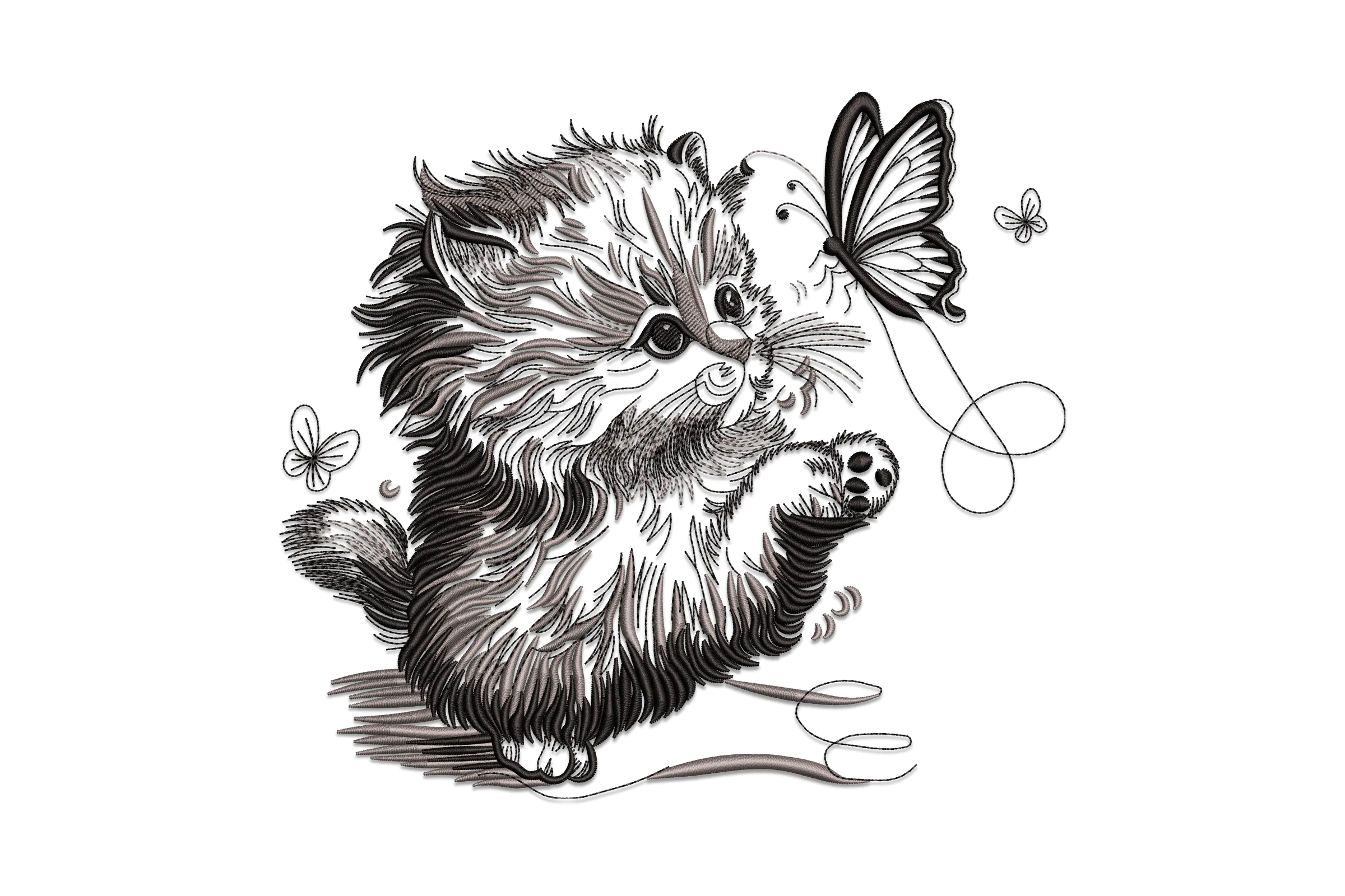 Kitten With Butterfly Embroidery Design File
