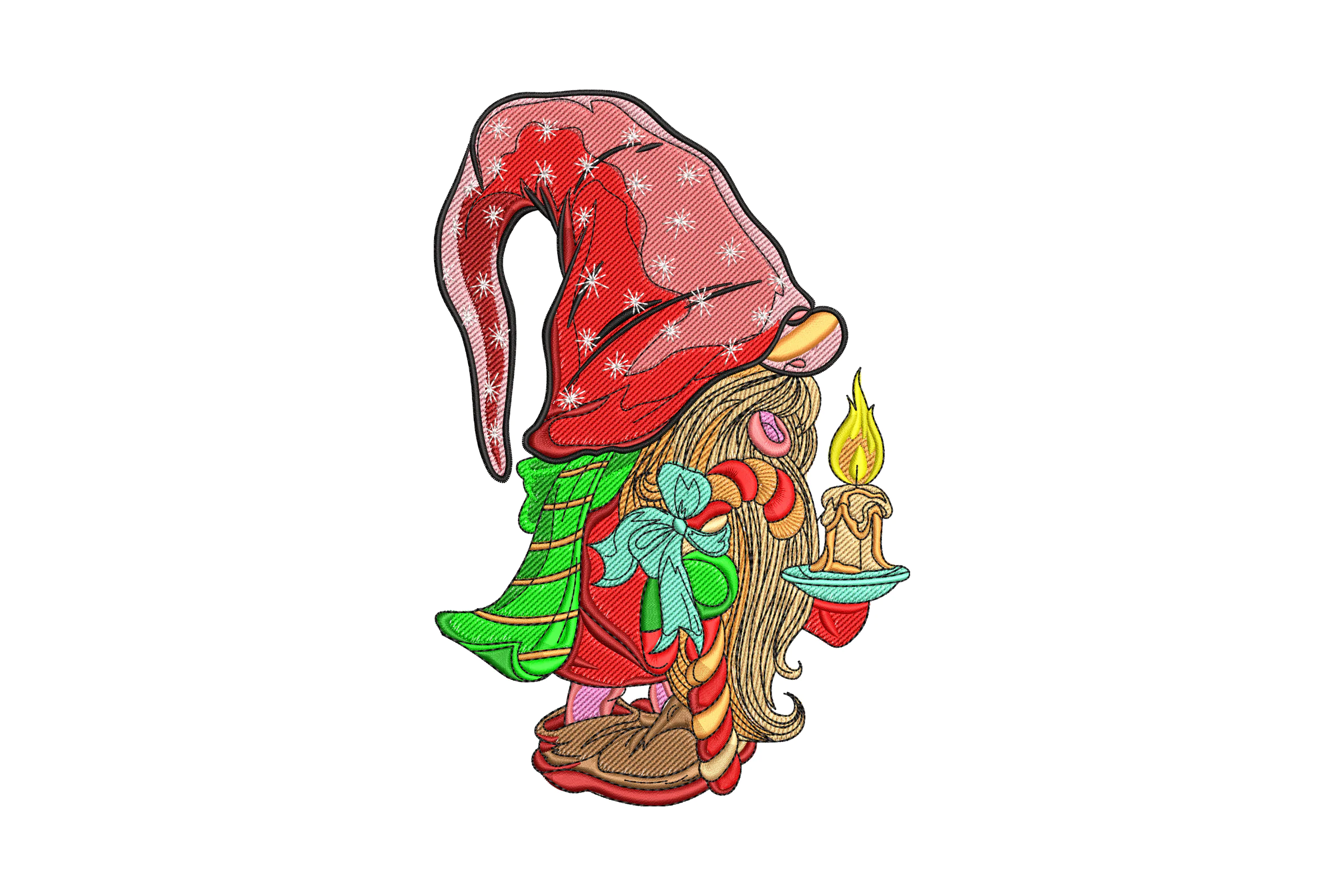 Christmas Gnome with Candle Embroidery Design