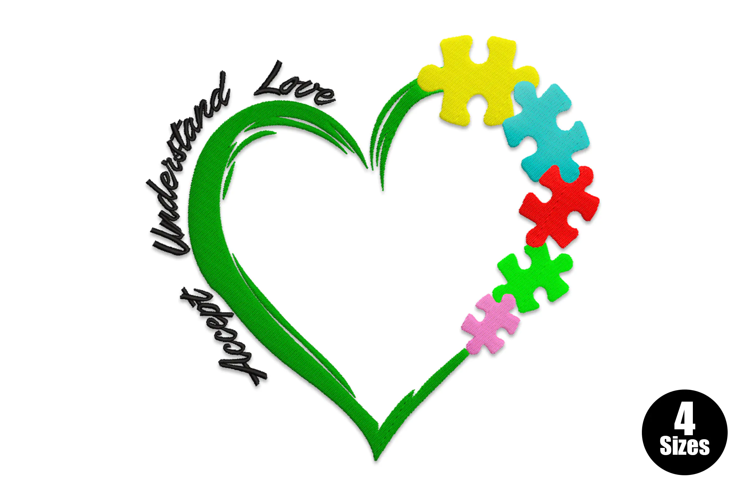 Autism Puzzle Heart Embroidery Design